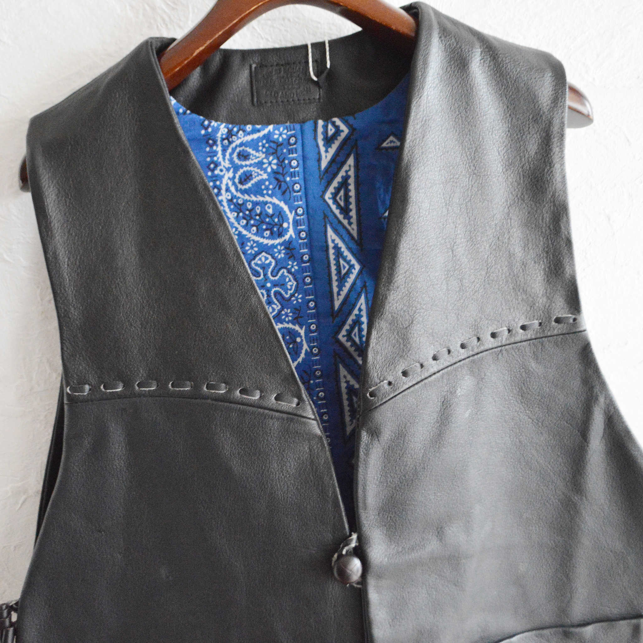 Nasngwam. ナスングワム / PUEBLO LEATHER VEST プエブロベスト Msize (BLACK ブラック)