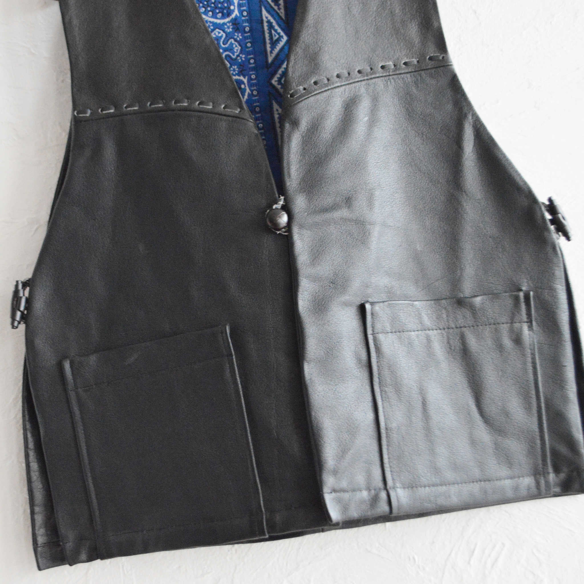 Nasngwam. ナスングワム / PUEBLO LEATHER VEST プエブロベスト Msize (BLACK ブラック)