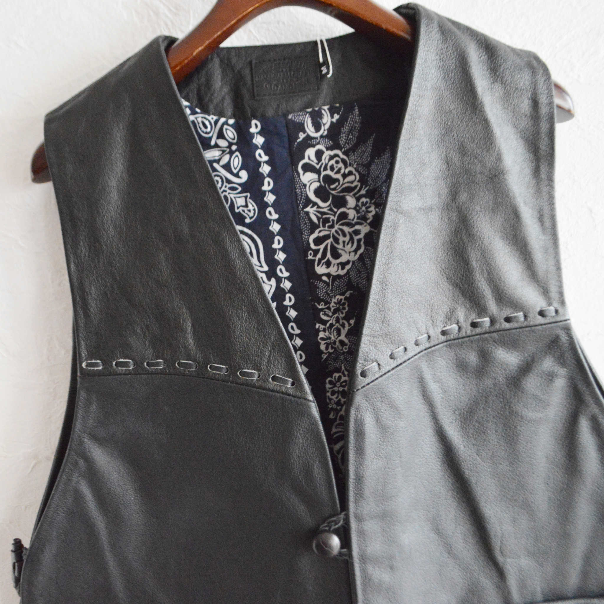 Nasngwam. ナスングワム / PUEBLO LEATHER VEST プエブロベスト Msize (BLACK ブラック)