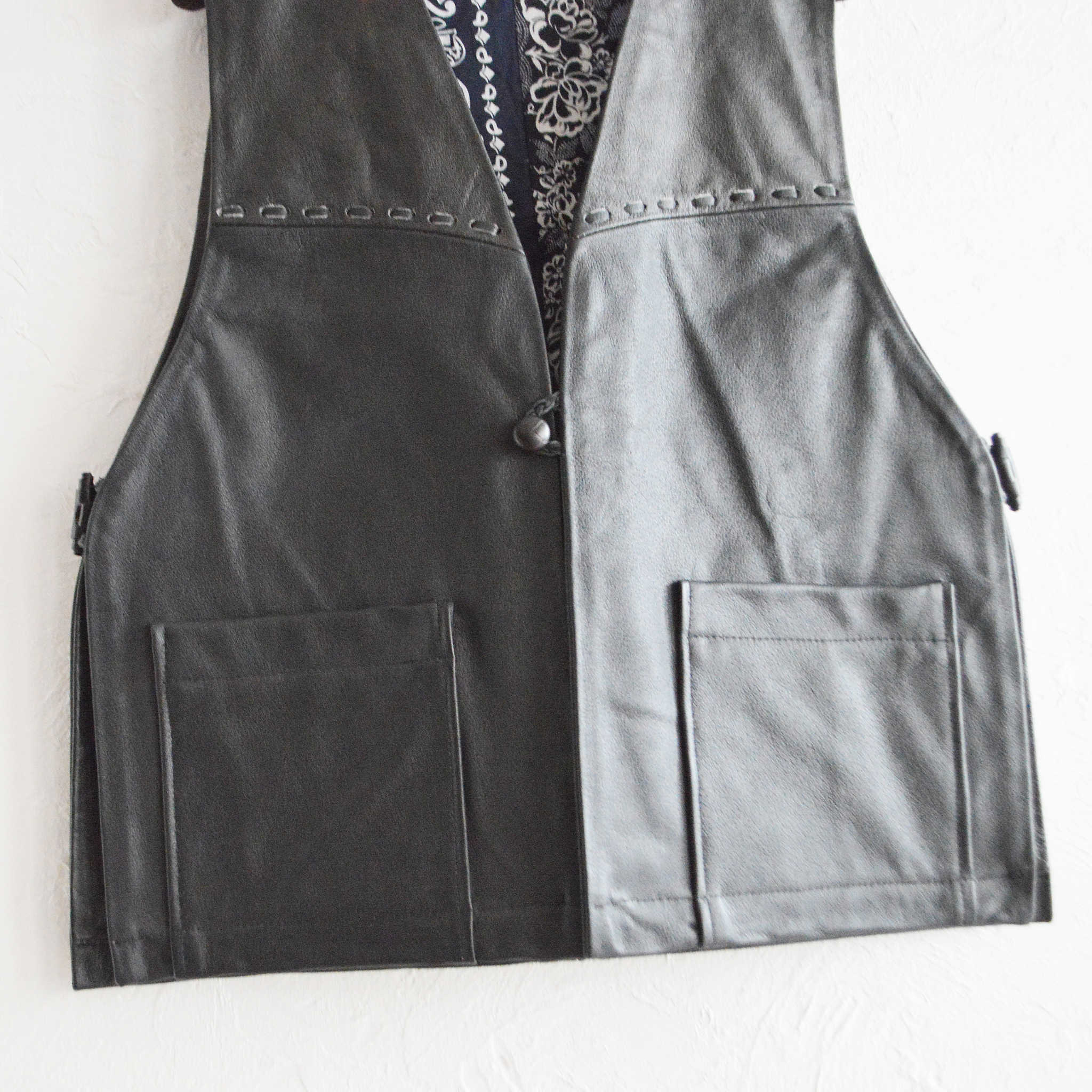 Nasngwam. ナスングワム / PUEBLO LEATHER VEST プエブロベスト Msize (BLACK ブラック)