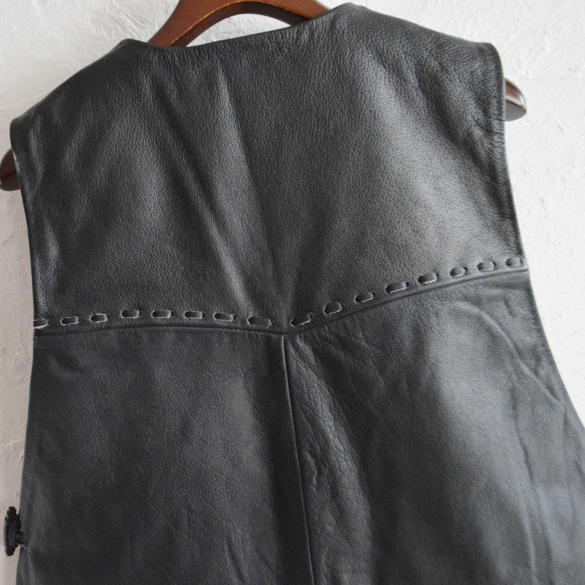 Nasngwam. ナスングワム / PUEBLO LEATHER VEST プエブロベスト Msize (BLACK ブラック)