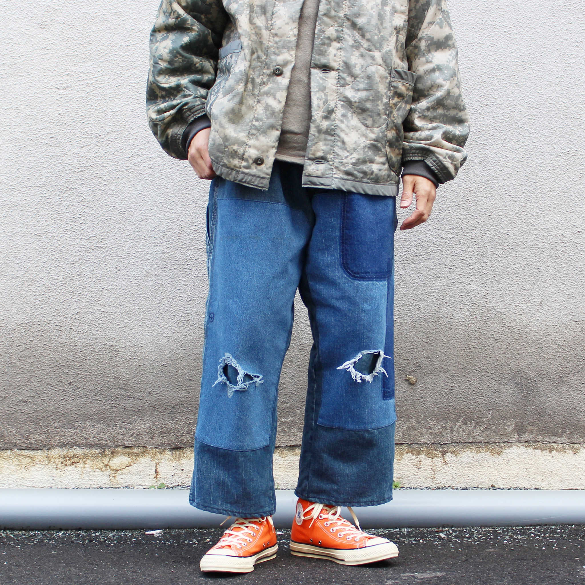 SUNNY SIDE UP サニーサイドアップ / RE PAINTER PANTS リメイクペインターパンツ (BLUE ブルー)