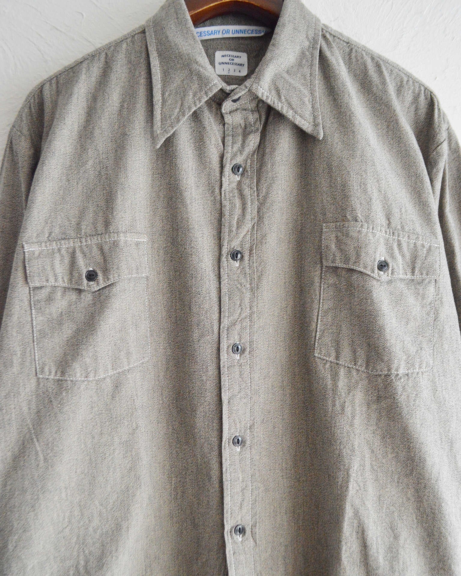 necessary or unnecessary ネセサリーオアアンネセサリー N.O.UN / WW SHIRT II ダブルダブルシャツツー (GRAY グレー