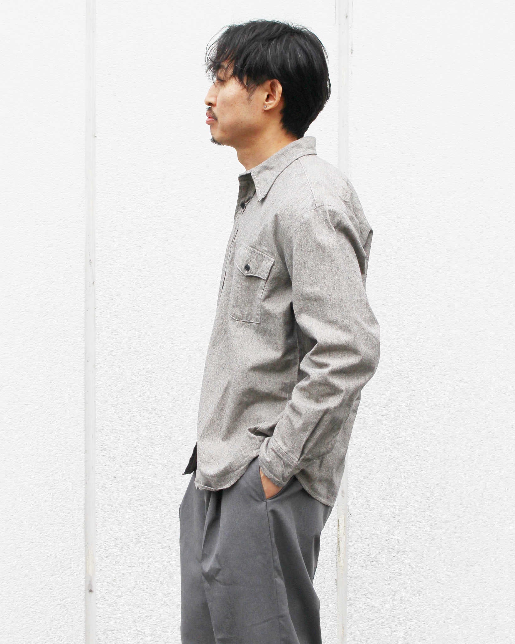 necessary or unnecessary ネセサリーオアアンネセサリー N.O.UN / WW SHIRT II ダブルダブルシャツツー (GRAY グレー