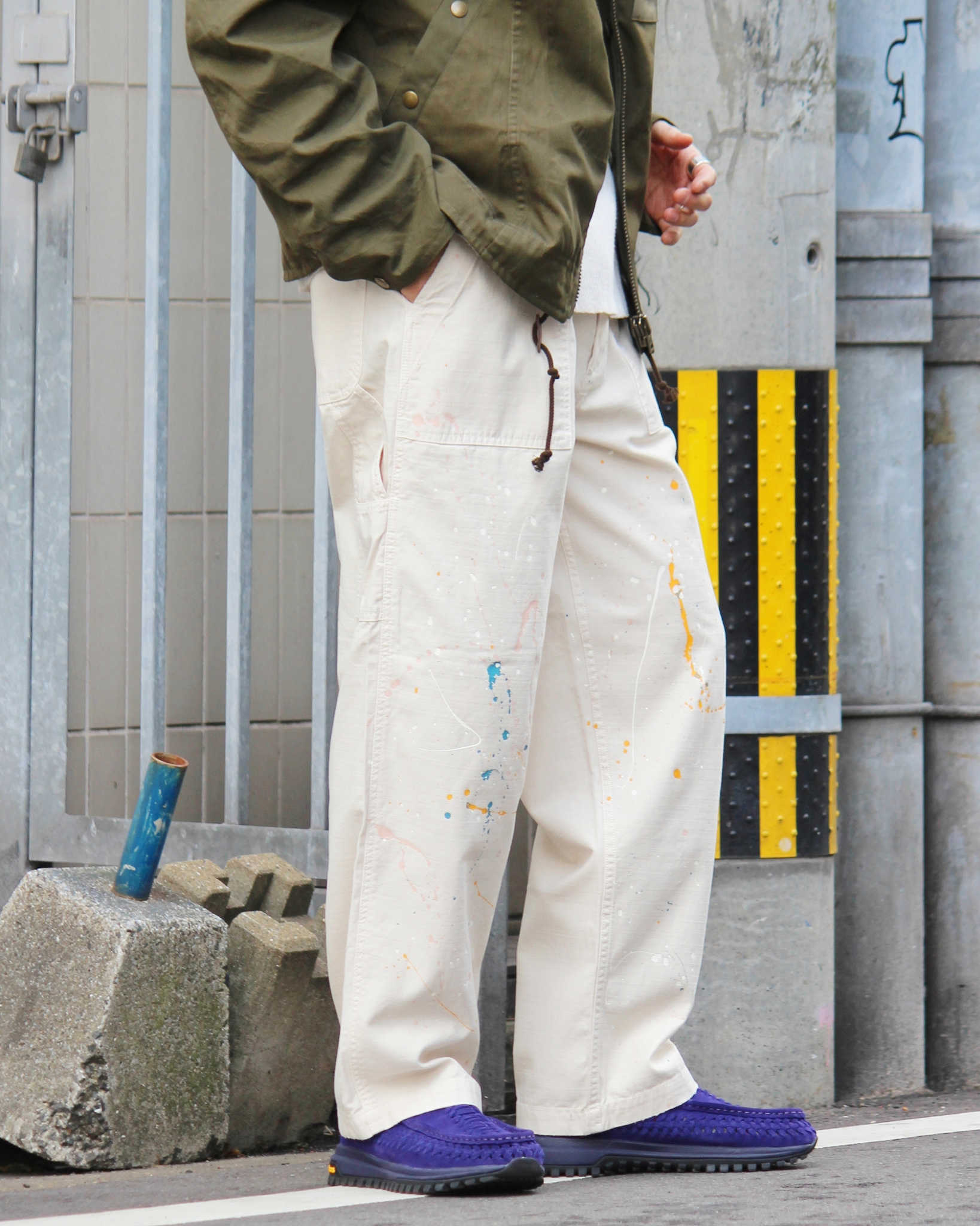 melple メイプル / Carpentar Pants Painted カーペンターパンツ (OFF WHITE オフホワイト)