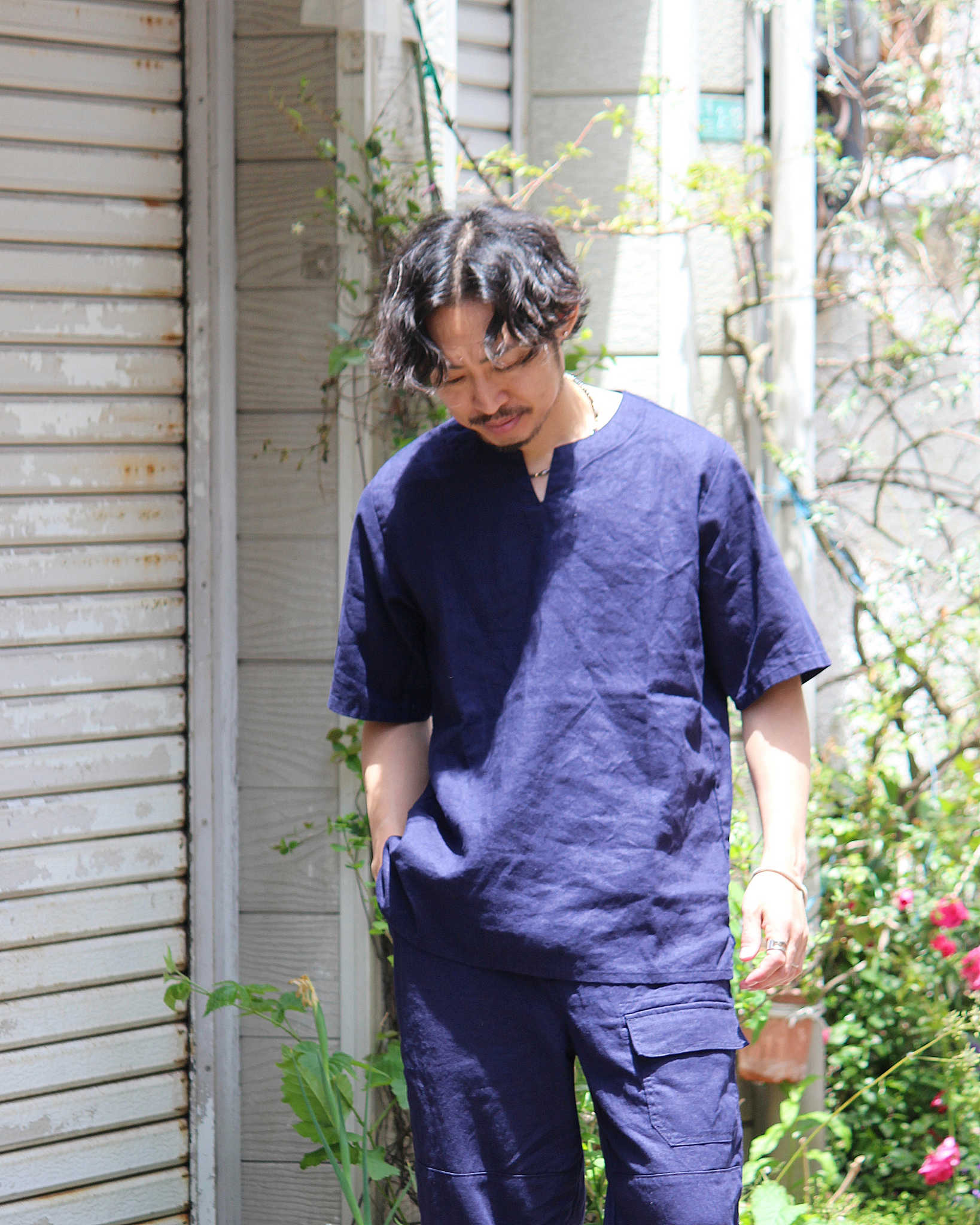 Nasngwam. ナスングワム / LIBERTY SHIRTS リバティーシャツ (NAVY ネイビー)