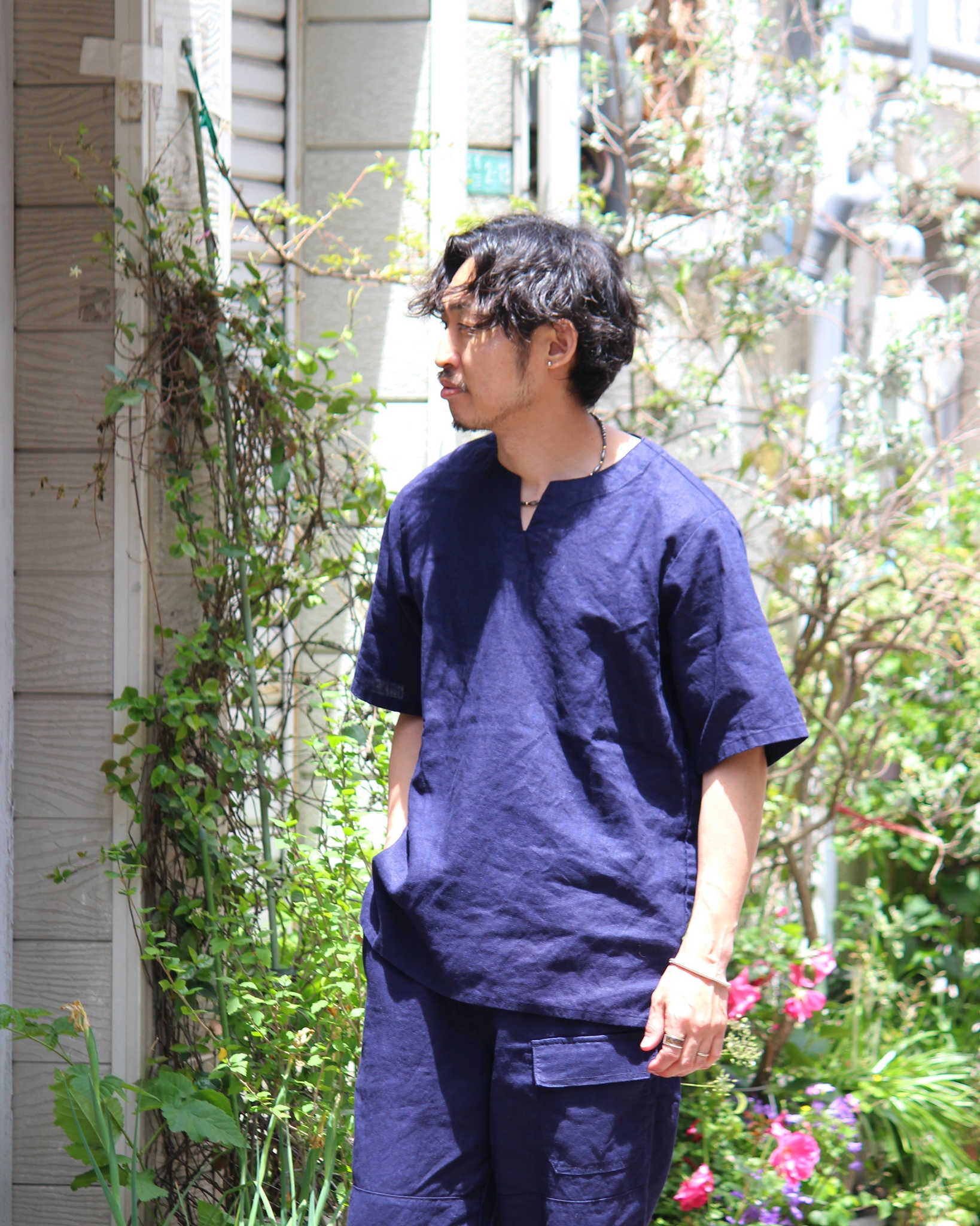 Nasngwam. ナスングワム / LIBERTY SHIRTS リバティーシャツ (NAVY ネイビー)
