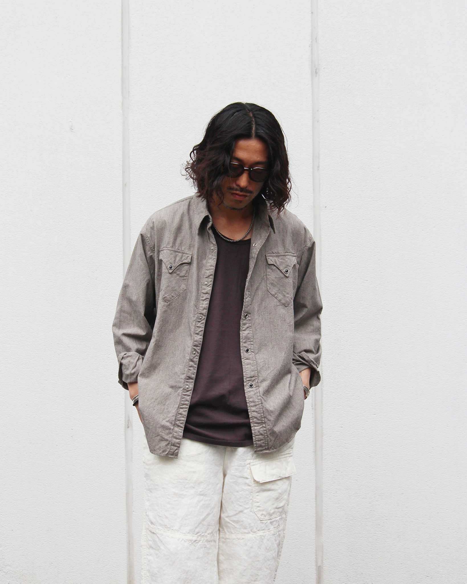 Nasngwam. ナスングワム / ESSENTIAL TANKTOP エッセンシャルタンクトップ (CHARCOAL チャコール)