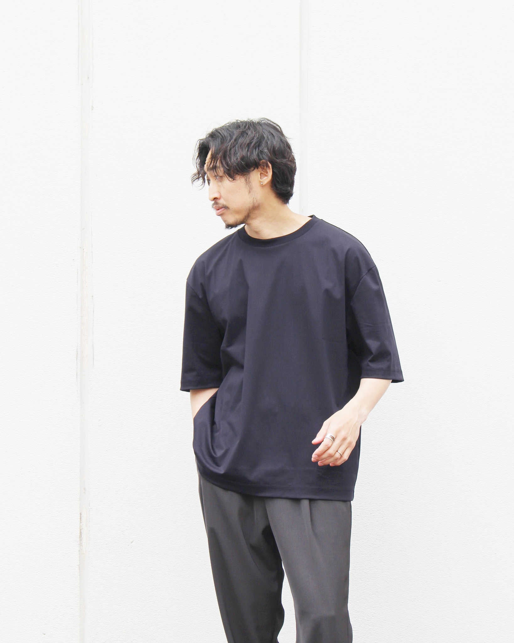 LAMOND ラモンド /  TRICOT TEE トリコットティー (NAVY BLACK ネイビーブラック)