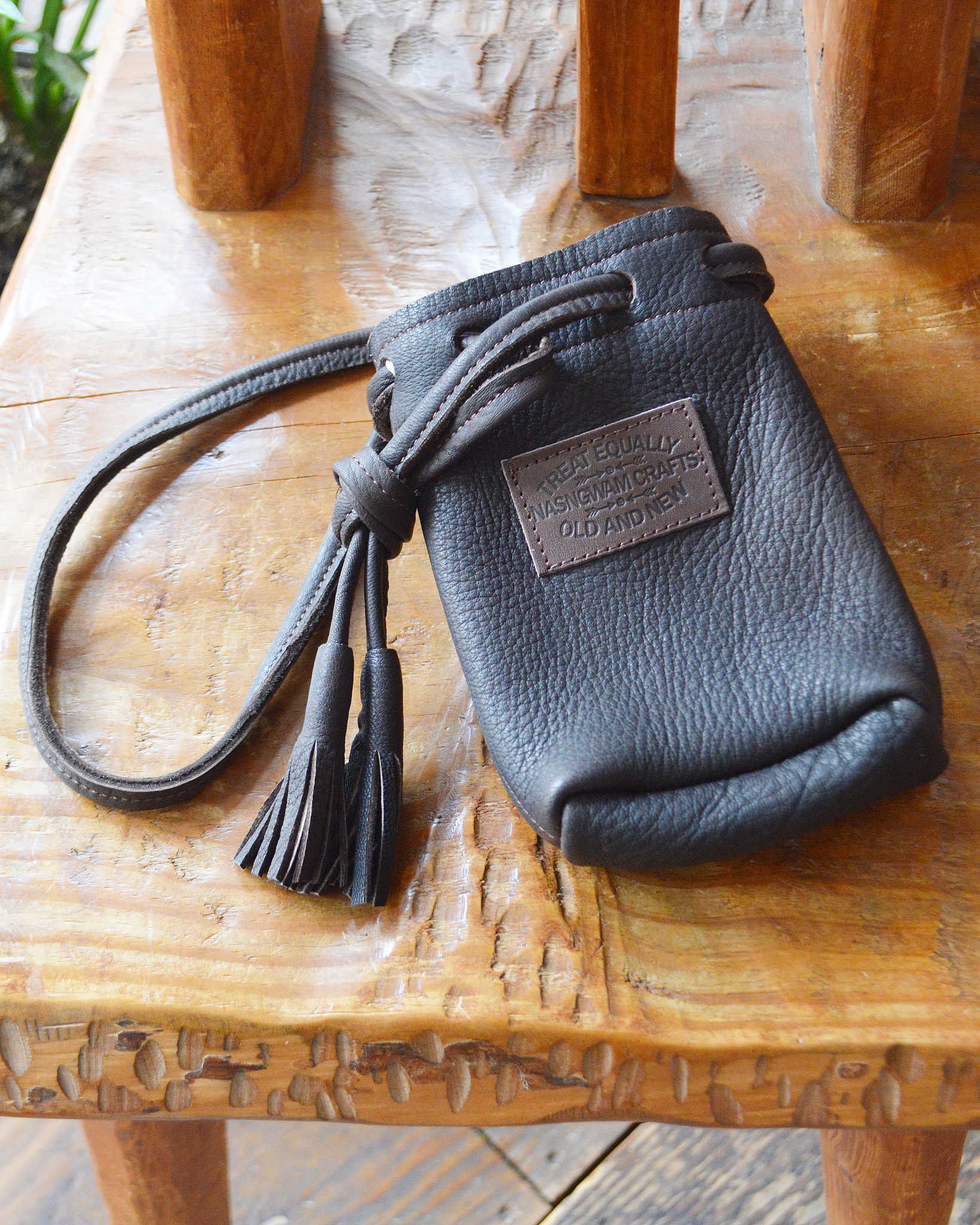 Nasngwam.×EARLYMORNING ナスングワム アーリーモーニング / DEERSKIN BEER BAG ディアスキンビールバッグ (CHOCOLATE チョコレート)