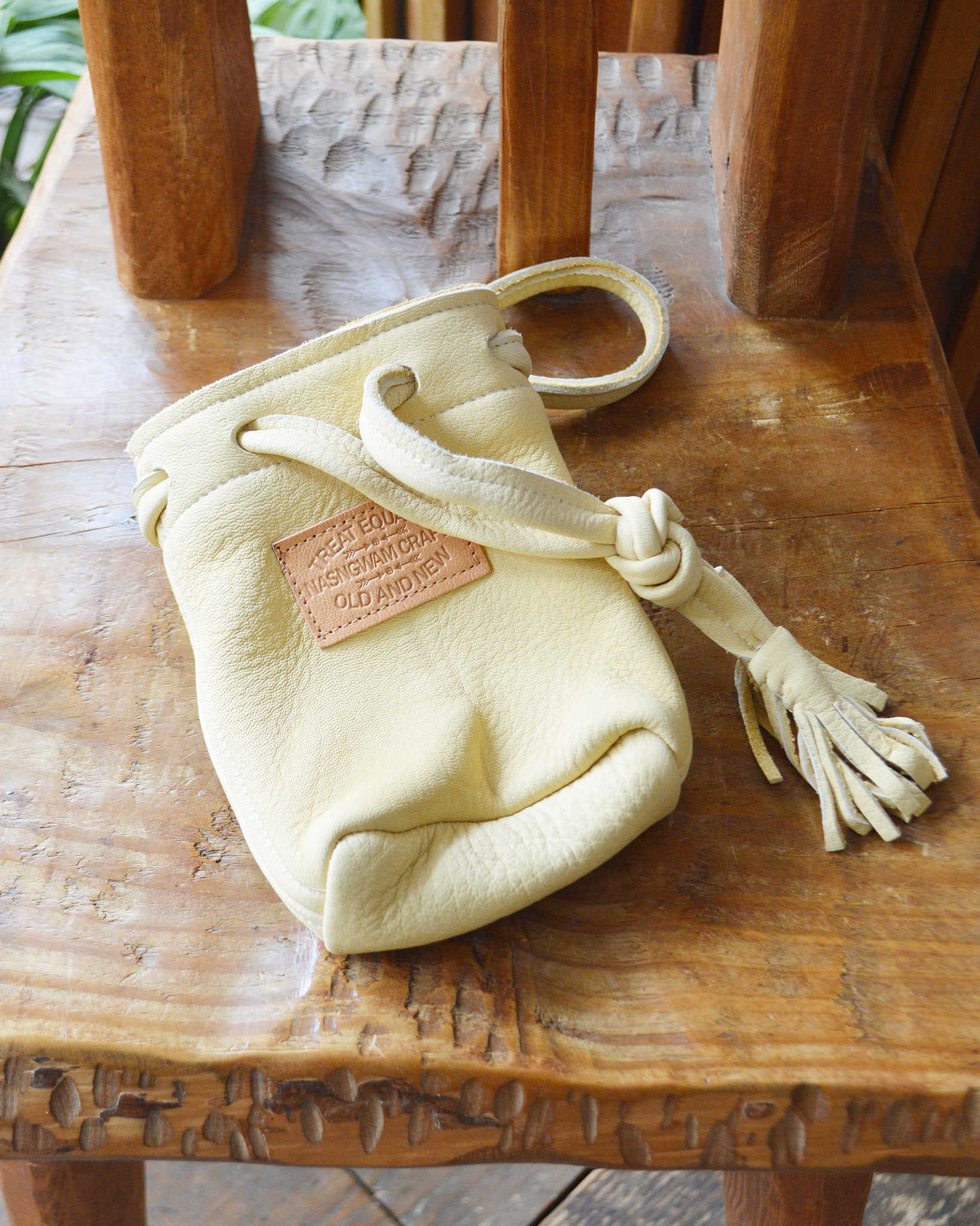 Nasngwam.×EARLYMORNING ナスングワム アーリーモーニング / DEERSKIN BEER BAG ディアスキンビールバッグ (BEIGE ベージュ)