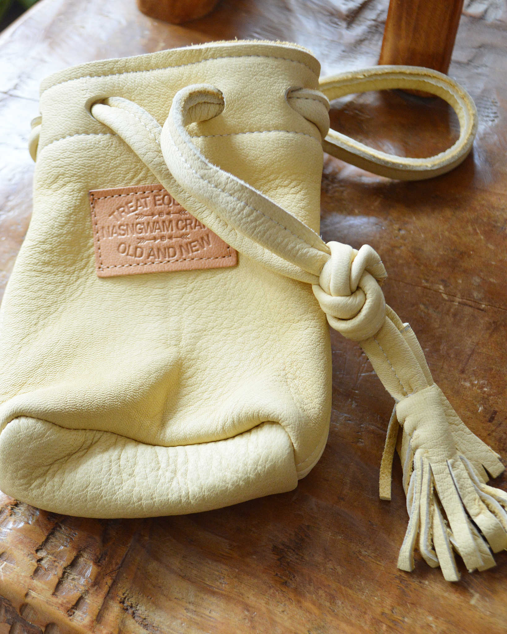 Nasngwam.×EARLYMORNING ナスングワム アーリーモーニング / DEERSKIN BEER BAG ディアスキンビールバッグ (BEIGE ベージュ)