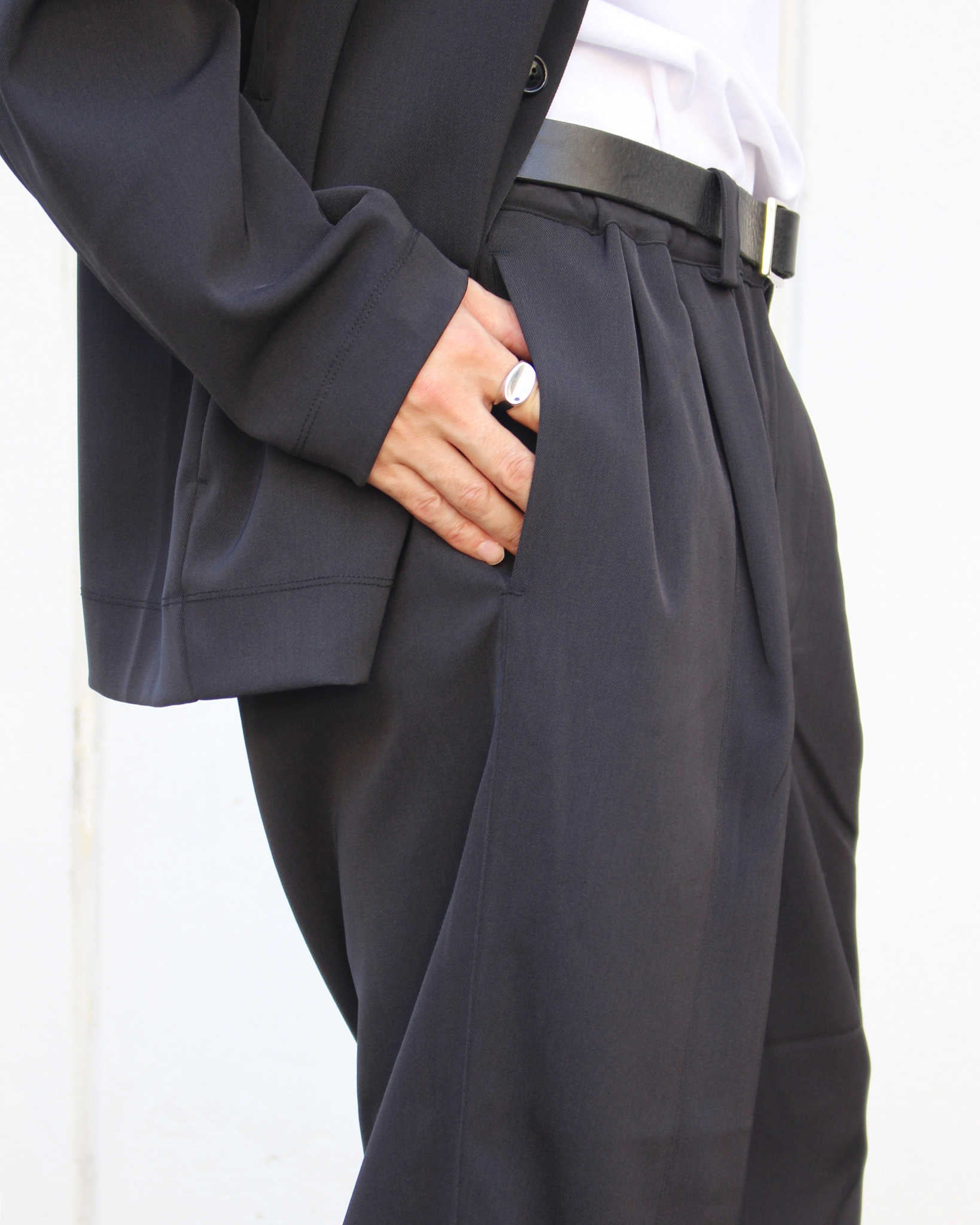 LAMOND ラモンド / TWILL TWIST CENTER SEAM PANTS ツイルセンターシームパンツ (BLACK ブラック)