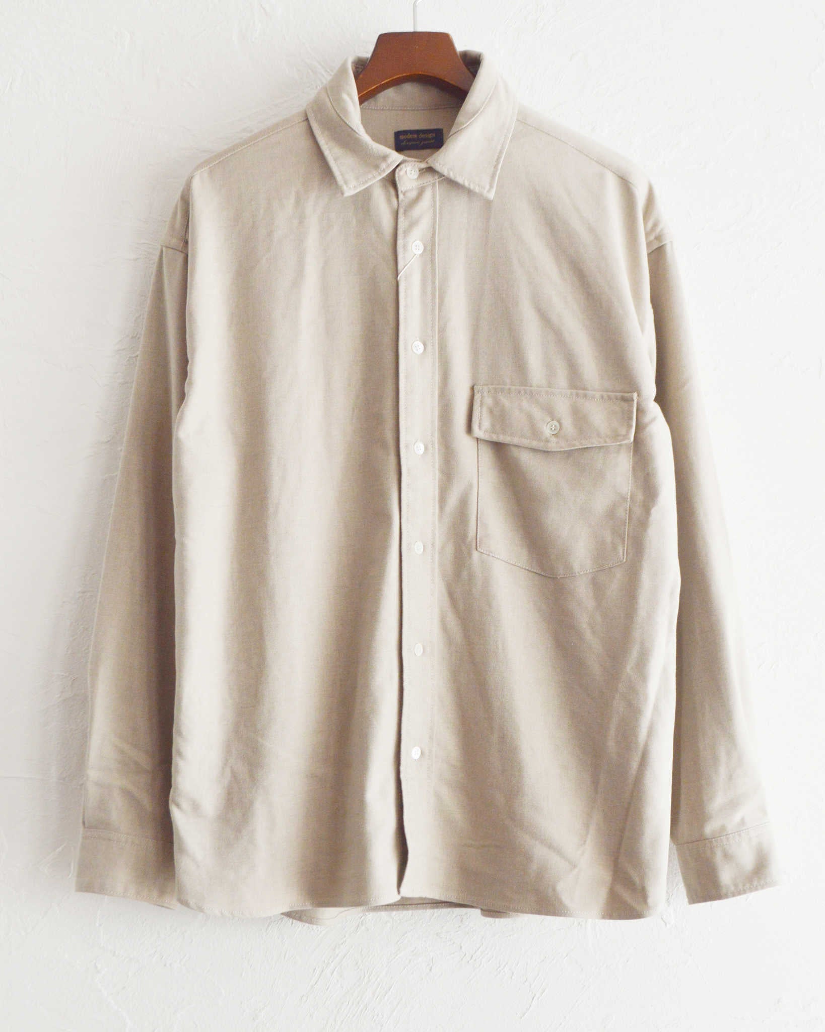 modemdesign モデムデザイン / WOOL MIX SHIRTS ウールミックスシャツ (BEIGE ベージュ)