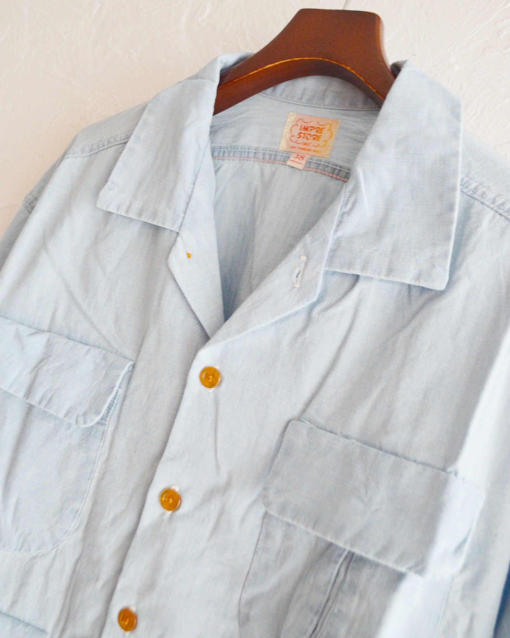 IMPRESTORE インプレストア / Portman-LS ポートマン | Open collar shirt オープンカラーシャツ (5ozchambray Vintage wash ヴィンテージウォッシュ)　