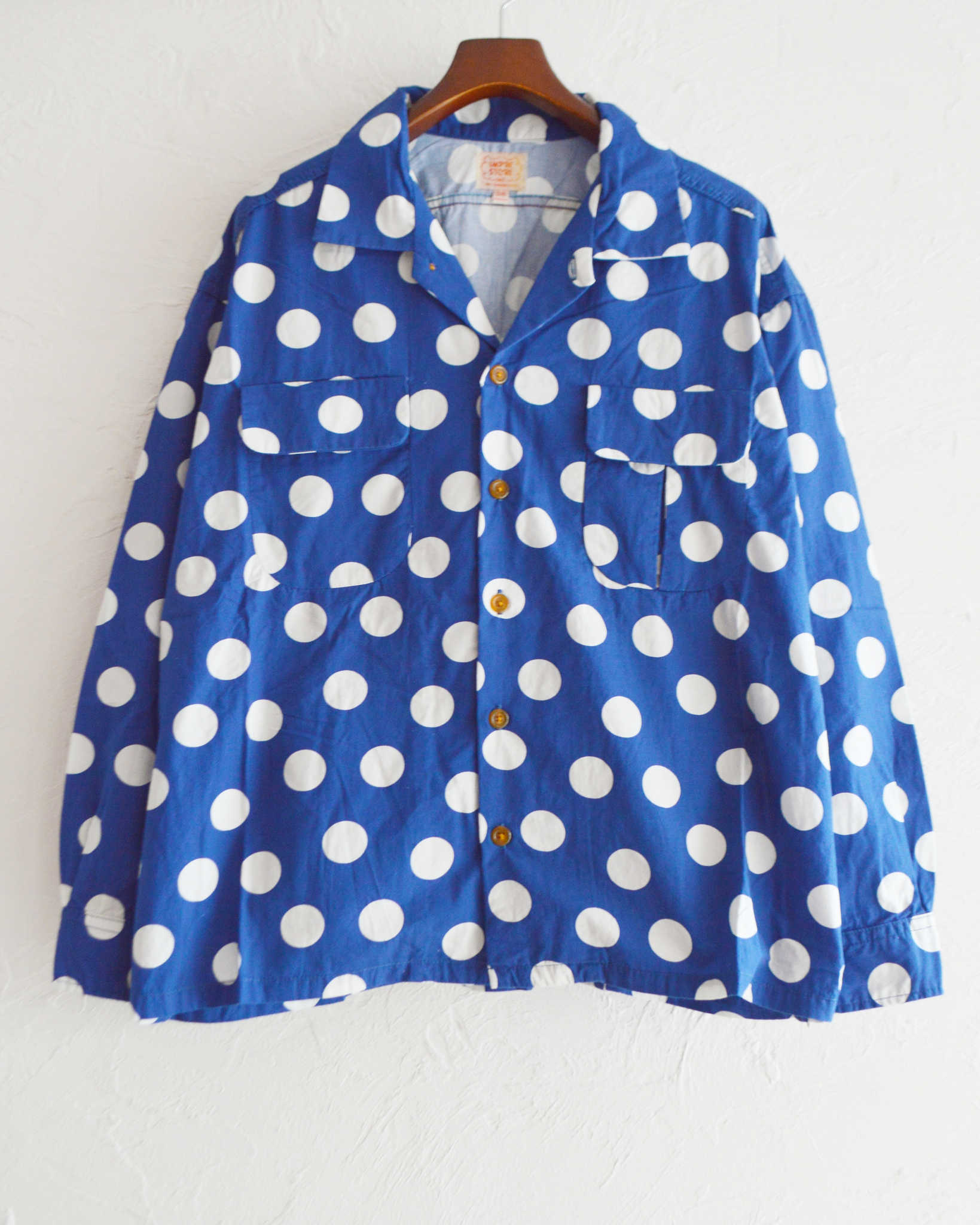 IMPRESTORE インプレストア / Herb ハーブ | Polka dot open collar shirt ポルカドットオープンカラーシャツ (NAVY ネイビー)