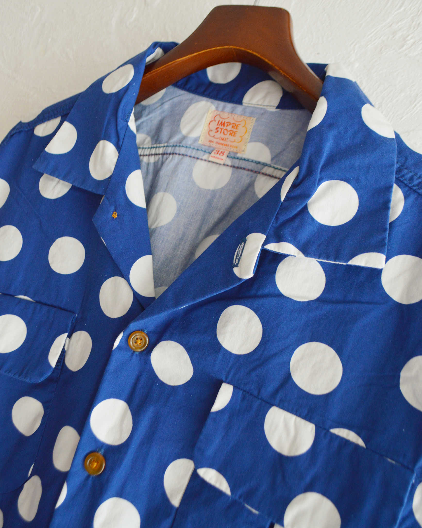 IMPRESTORE インプレストア / Herb ハーブ | Polka dot open collar shirt ポルカドットオープンカラーシャツ (NAVY ネイビー)