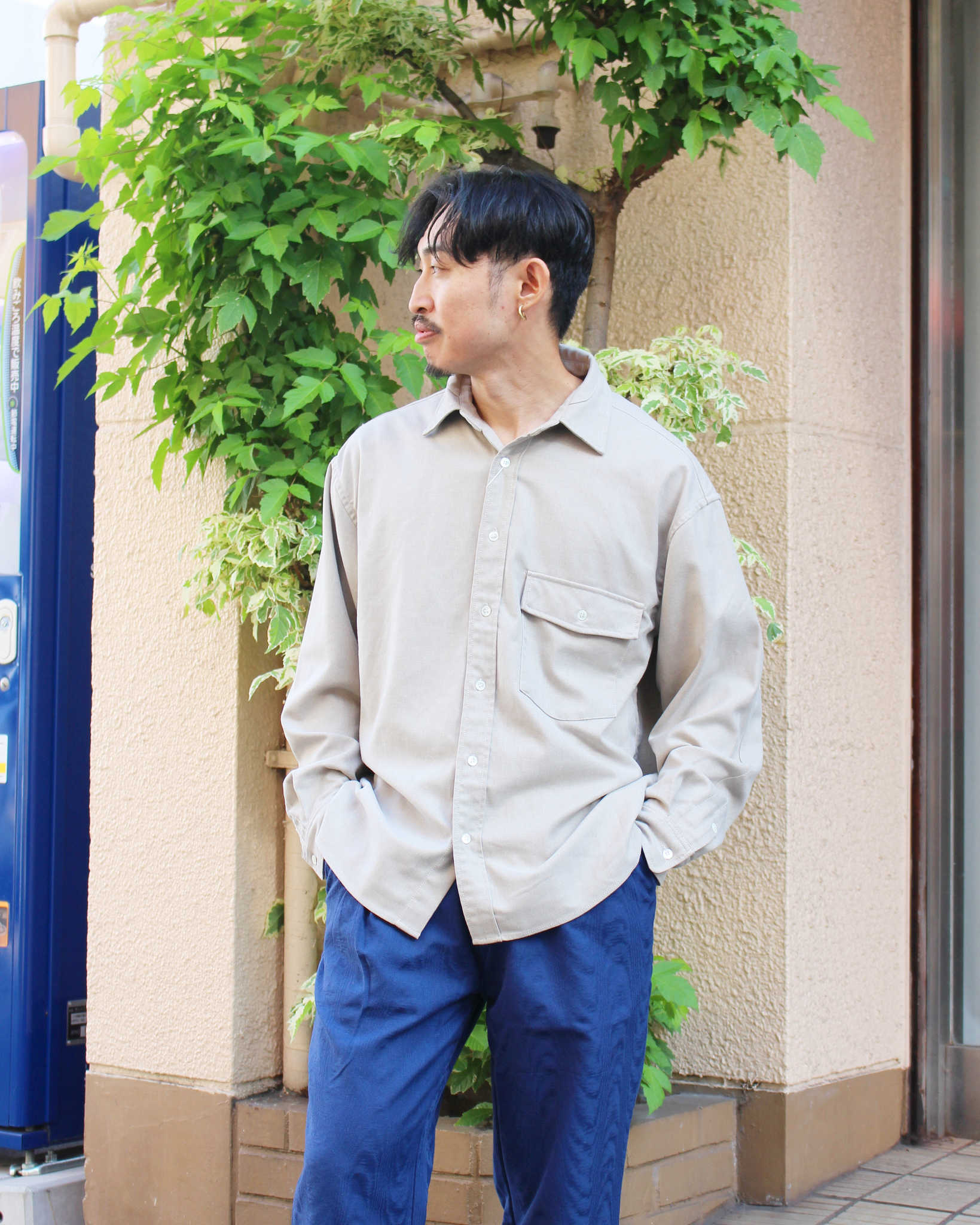 modemdesign モデムデザイン / WOOL MIX SHIRTS ウールミックスシャツ (BEIGE ベージュ)