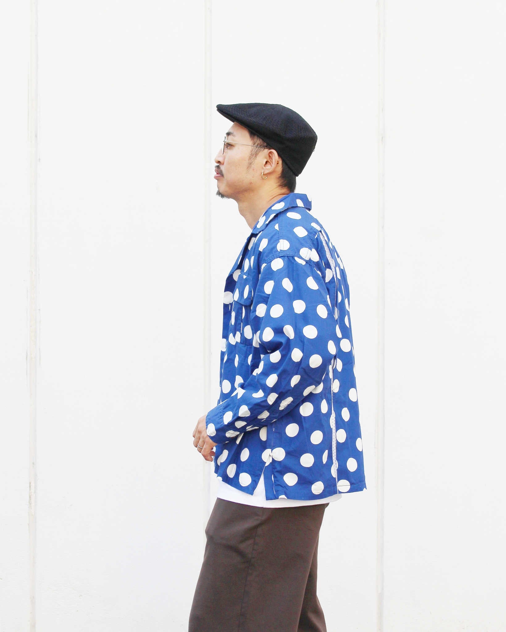 IMPRESTORE インプレストア / Herb ハーブ | Polka dot open collar shirt ポルカドットオープンカラーシャツ (NAVY ネイビー)