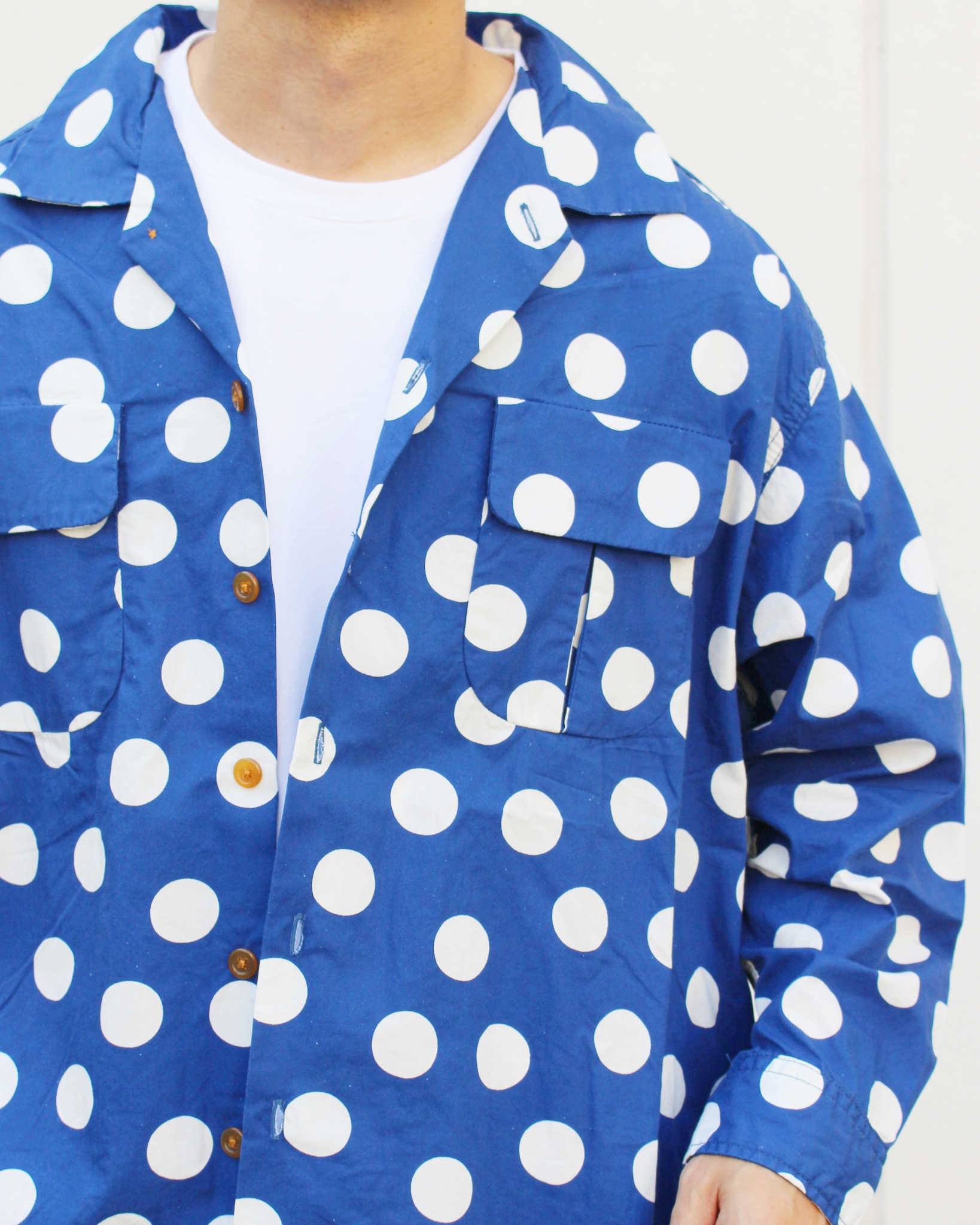 IMPRESTORE インプレストア / Herb ハーブ | Polka dot open collar shirt ポルカドットオープンカラーシャツ (NAVY ネイビー)