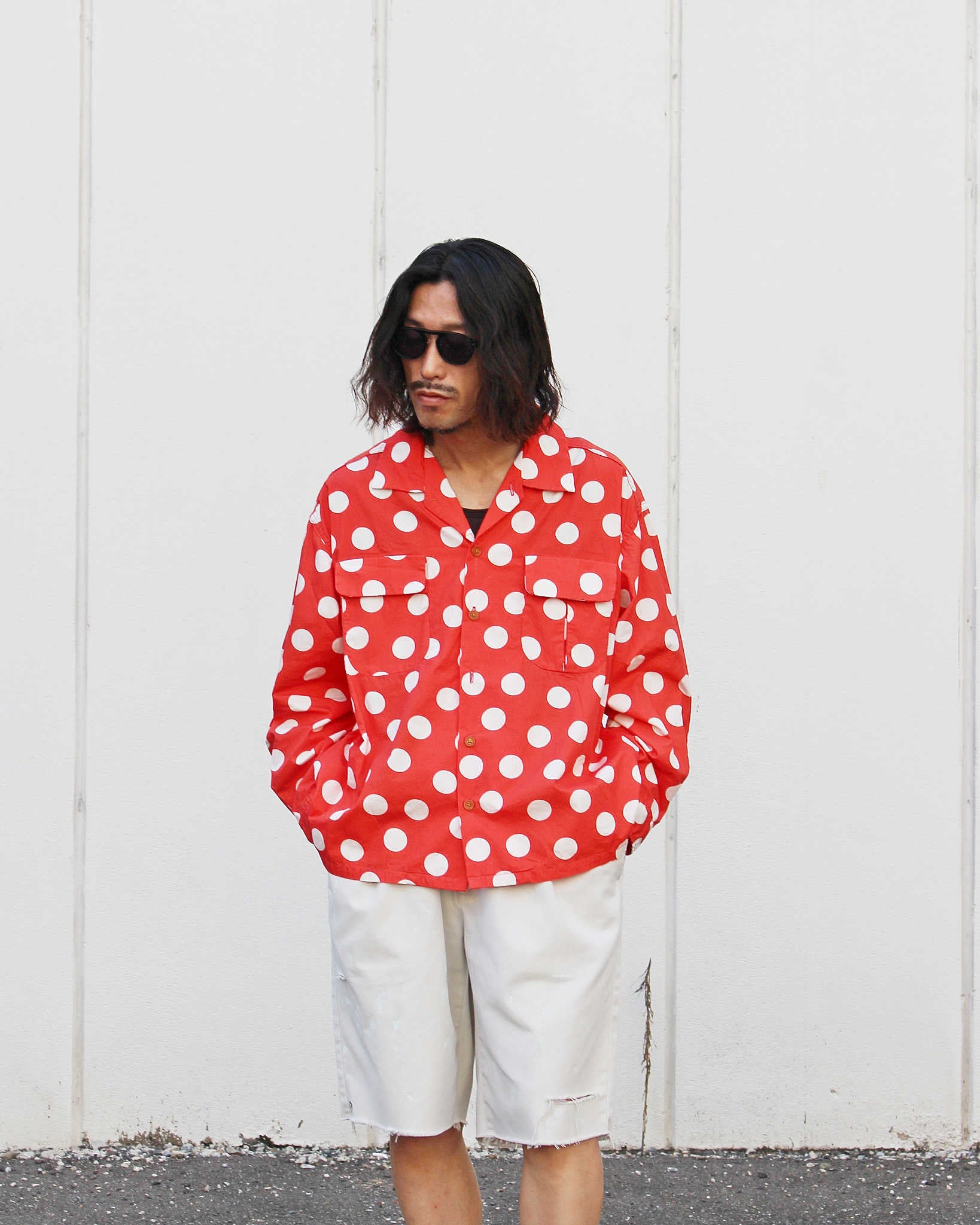 IMPRESTORE インプレストア / Herb ハーブ | Polka dot open collar shirt ポルカドットオープンカラーシャツ (RED レッド)