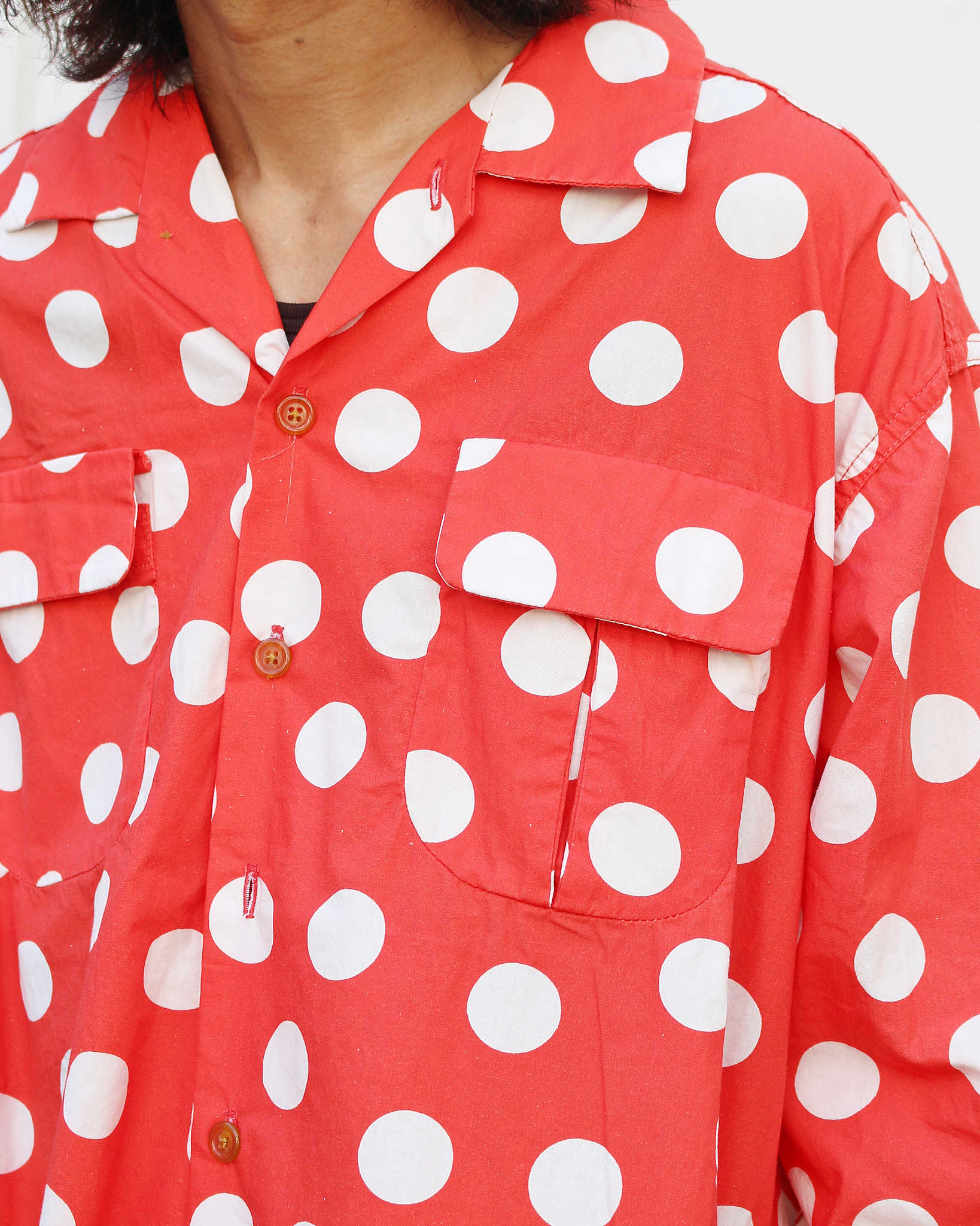 IMPRESTORE インプレストア / Herb ハーブ | Polka dot open collar shirt ポルカドットオープンカラーシャツ (RED レッド)