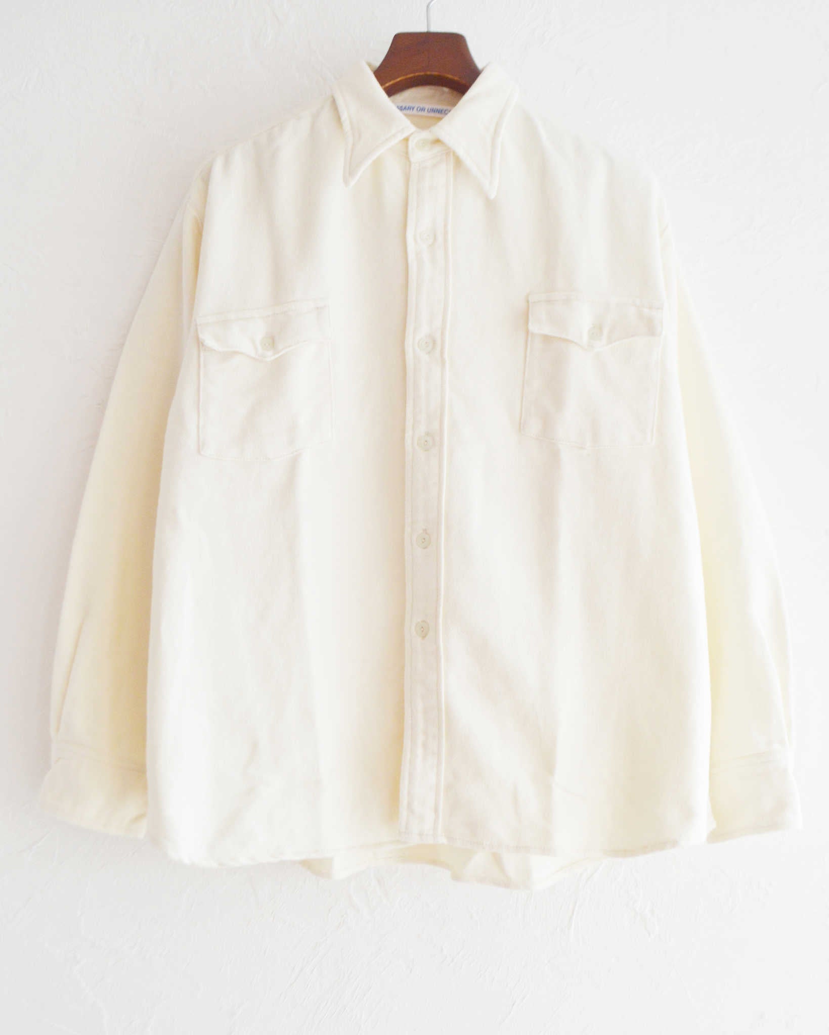 necessary or unnecessary ネセサリーオアアンネセサリー N.O.UN / WW SHIRT NEL ダブルダブルシャツネル (WHITE ホワイト)