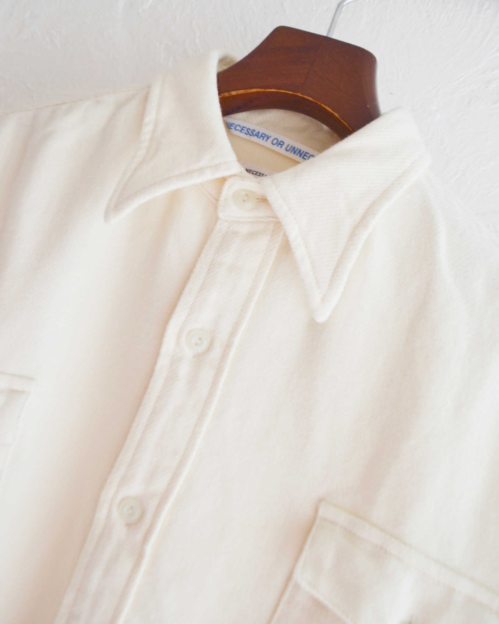 necessary or unnecessary ネセサリーオアアンネセサリー N.O.UN / WW SHIRT NEL ダブルダブルシャツネル (WHITE ホワイト)