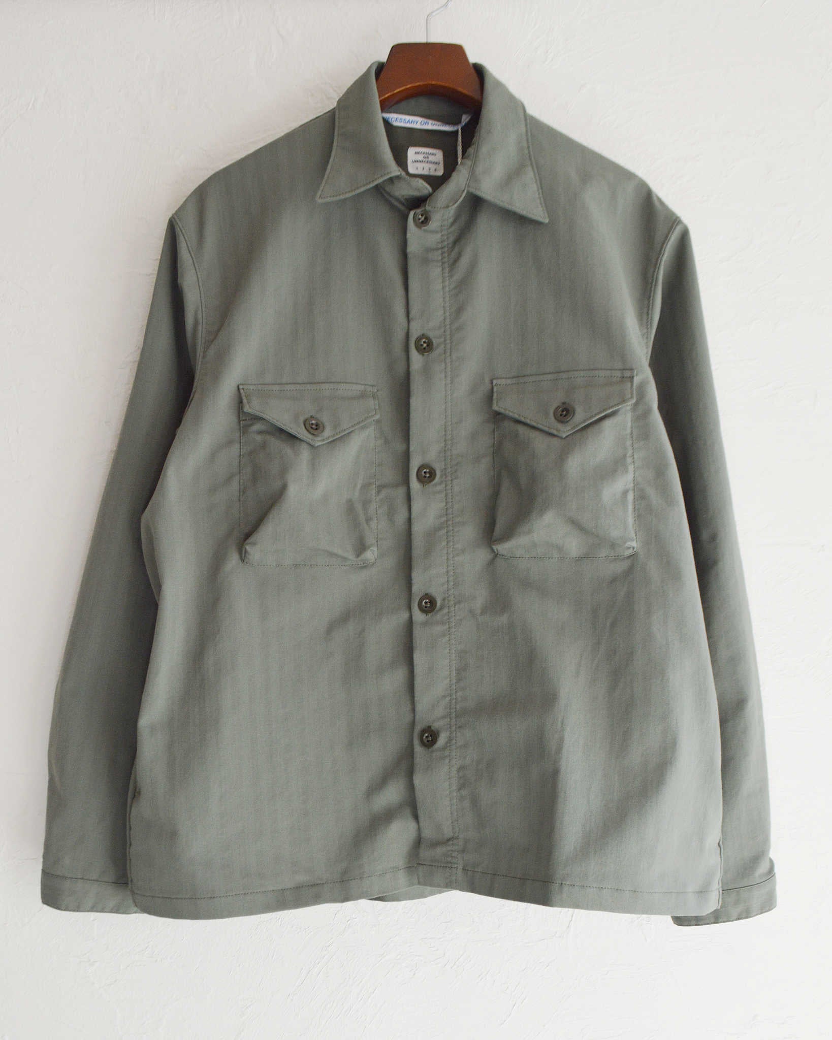 necessary or unnecessary ネセサリーオアアンネセサリー N.O.UN / WATCH SHIRT ウォッチシャツ (SAGE セージ)