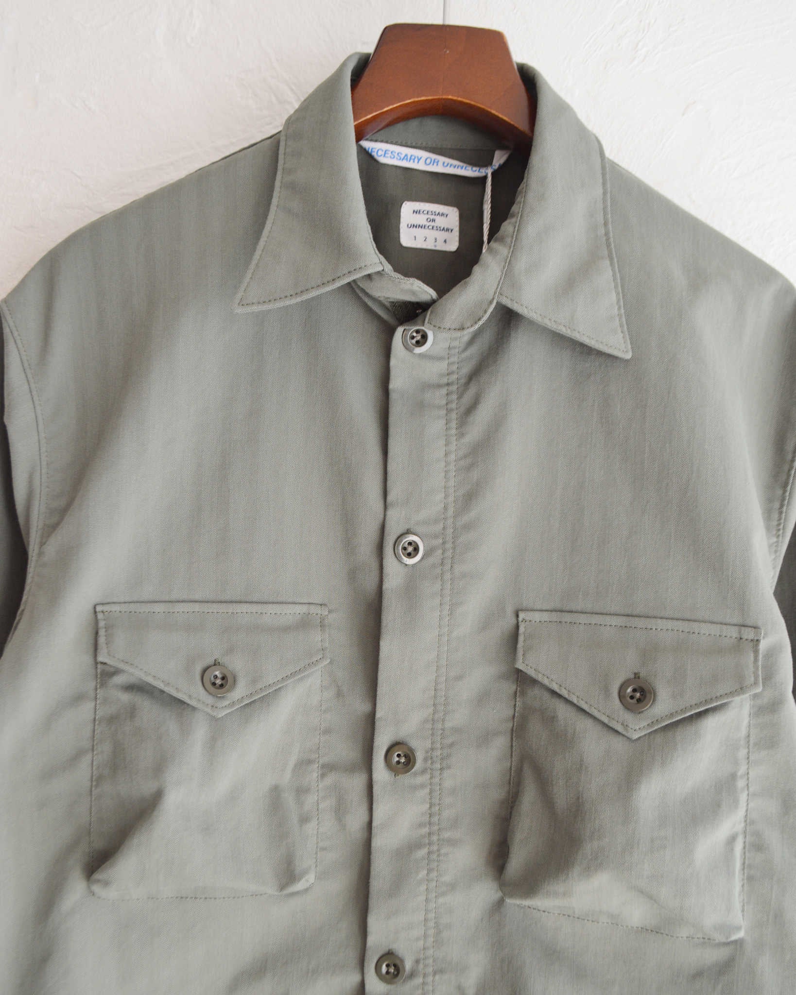 necessary or unnecessary ネセサリーオアアンネセサリー N.O.UN / WATCH SHIRT ウォッチシャツ (SAGE セージ)