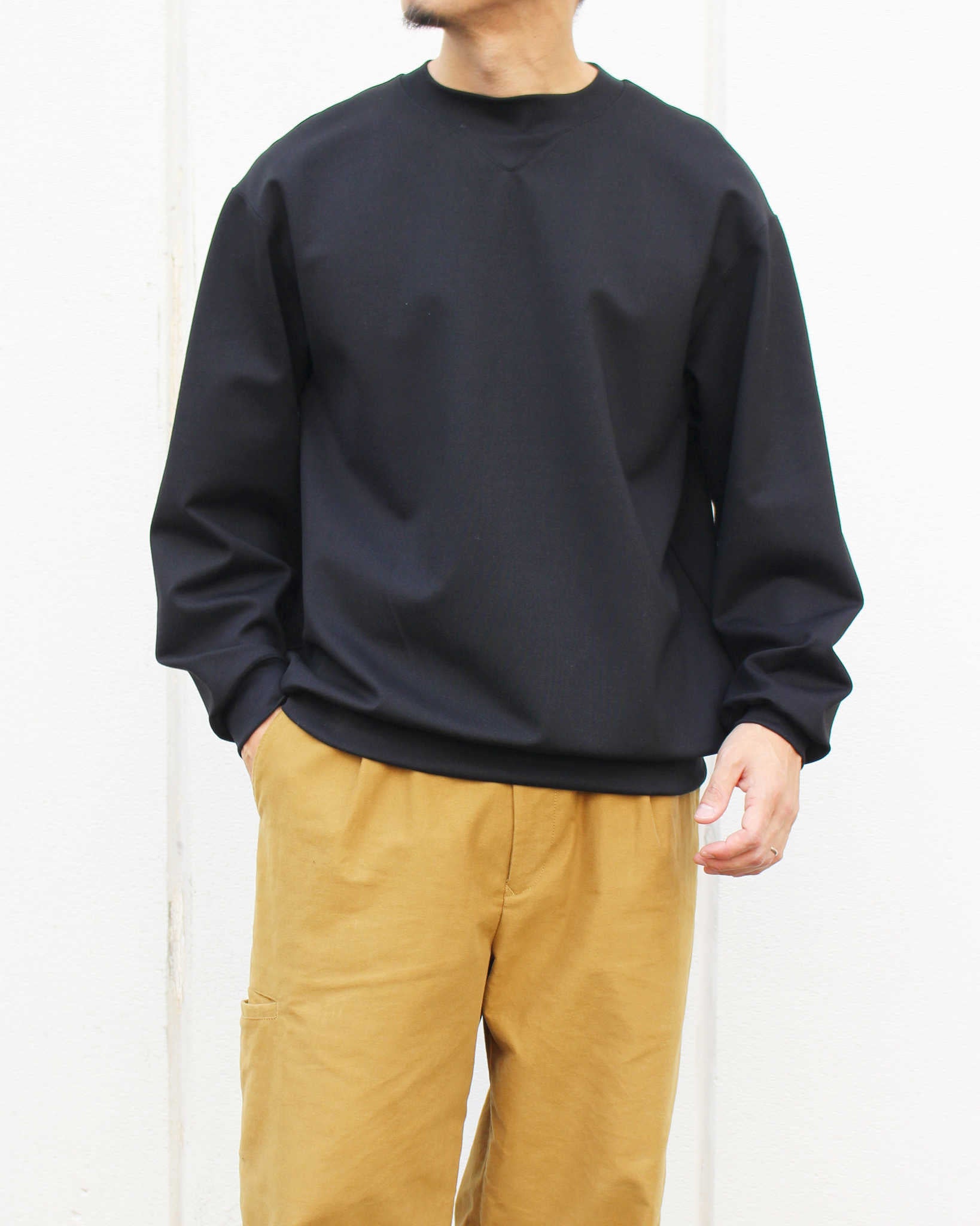 LAMOND ラモンド / SILKY CREW NECK PULLOVER シルキーネックプルオーバー (BLACK ブラック)