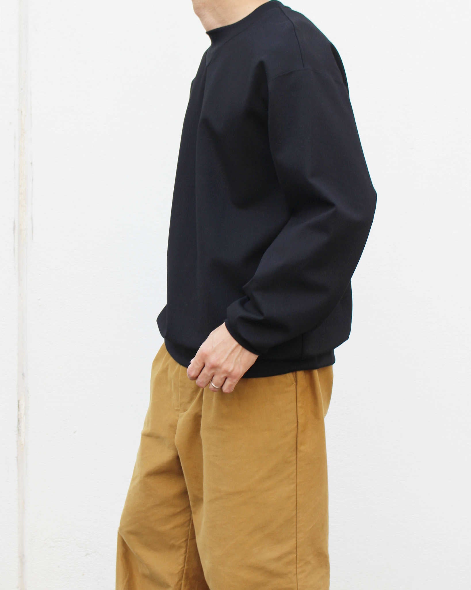 LAMOND ラモンド / SILKY CREW NECK PULLOVER シルキーネックプルオーバー (BLACK ブラック)