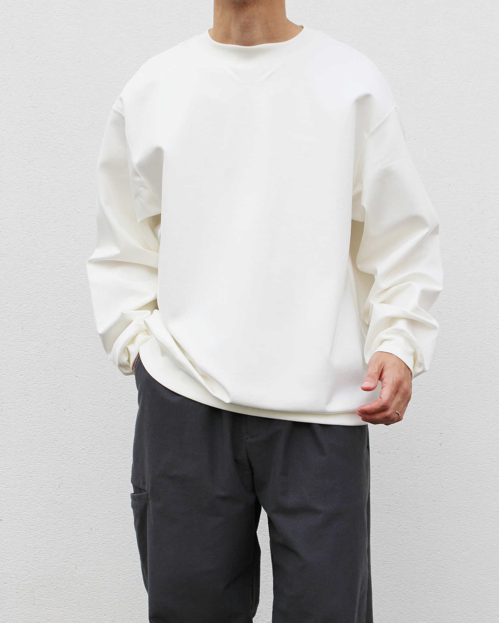 LAMOND ラモンド / SILKY CREW NECK PULLOVER シルキーネックプルオーバー (WHITE ホワイト)
