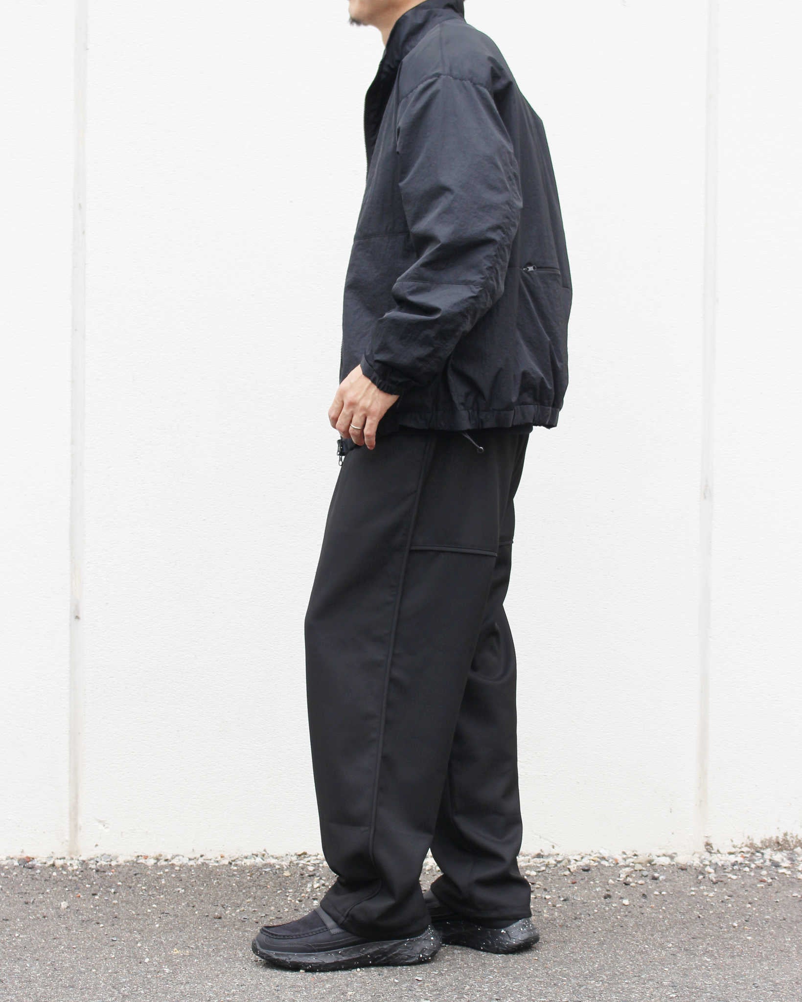 LAMOND ラモンド / HRMS LINE DRAWST WIDE PANTS ラインドロワーワイドパンツ (BLACK ブラック)
