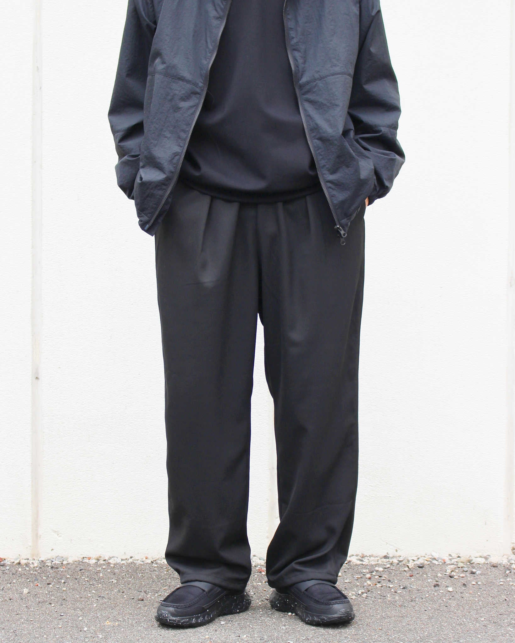 LAMOND ラモンド / HRMS LINE DRAWST WIDE PANTS ラインドロワーワイドパンツ (BLACK ブラック)
