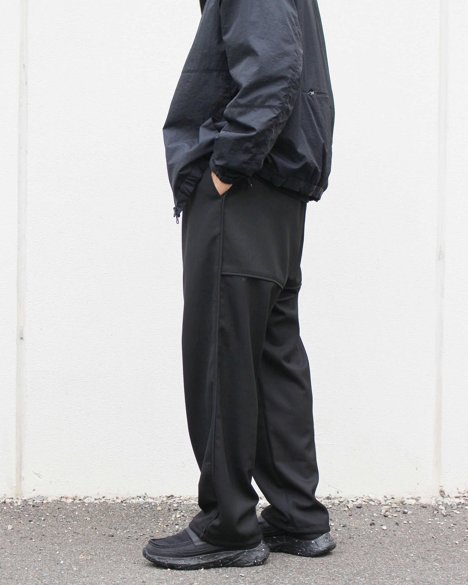 LAMOND ラモンド / HRMS LINE DRAWST WIDE PANTS ラインドロワーワイドパンツ (BLACK ブラック)