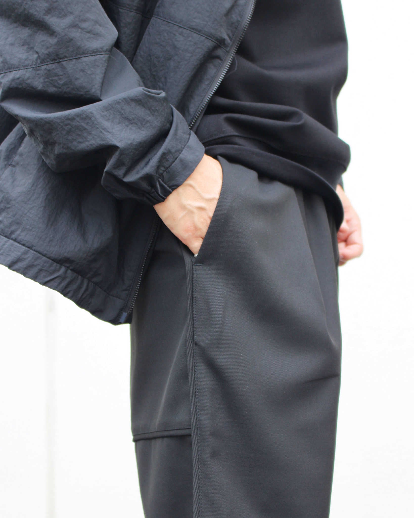 LAMOND ラモンド / HRMS LINE DRAWST WIDE PANTS ラインドロワーワイドパンツ (BLACK ブラック)
