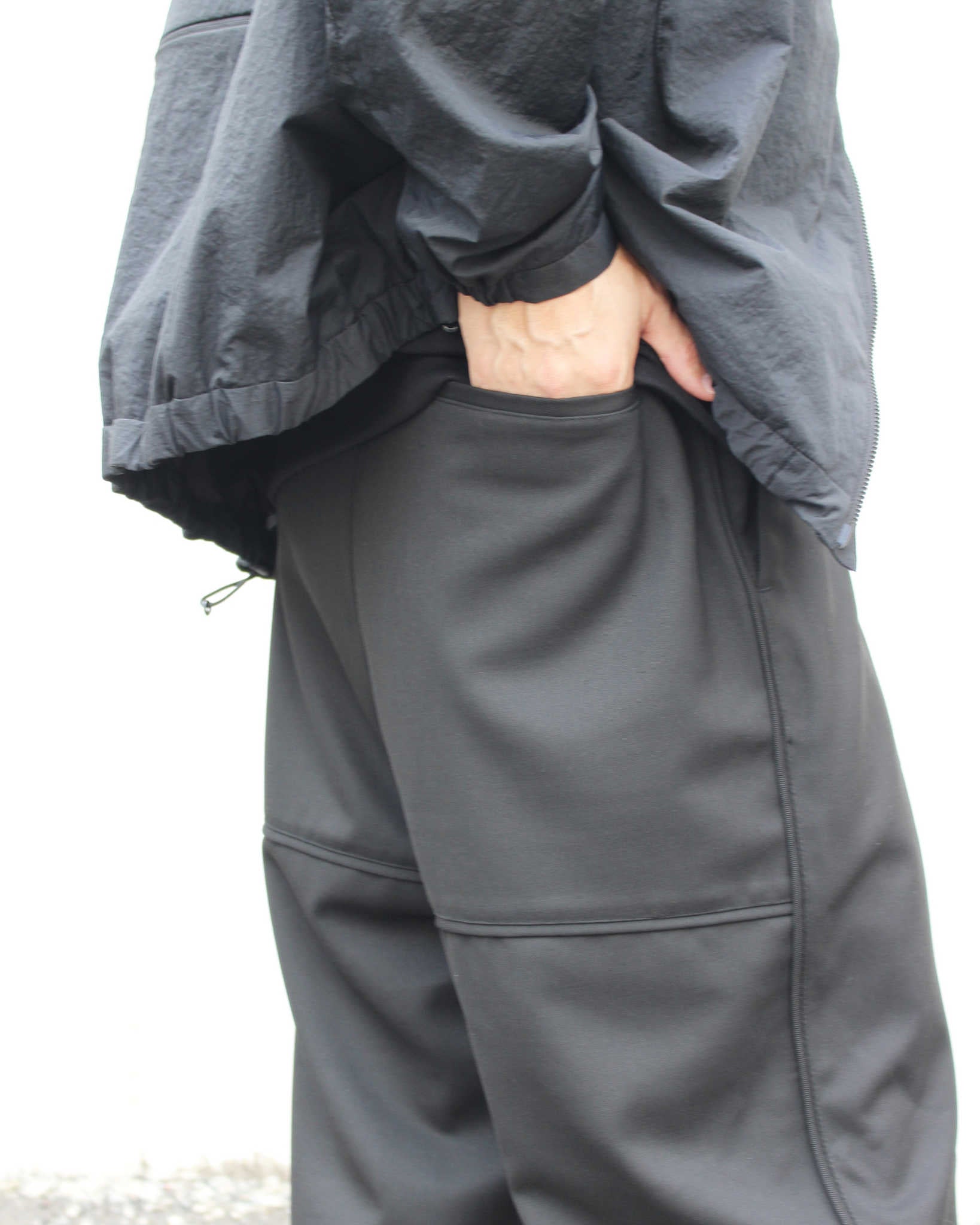 LAMOND ラモンド / HRMS LINE DRAWST WIDE PANTS ラインドロワーワイドパンツ (BLACK ブラック)