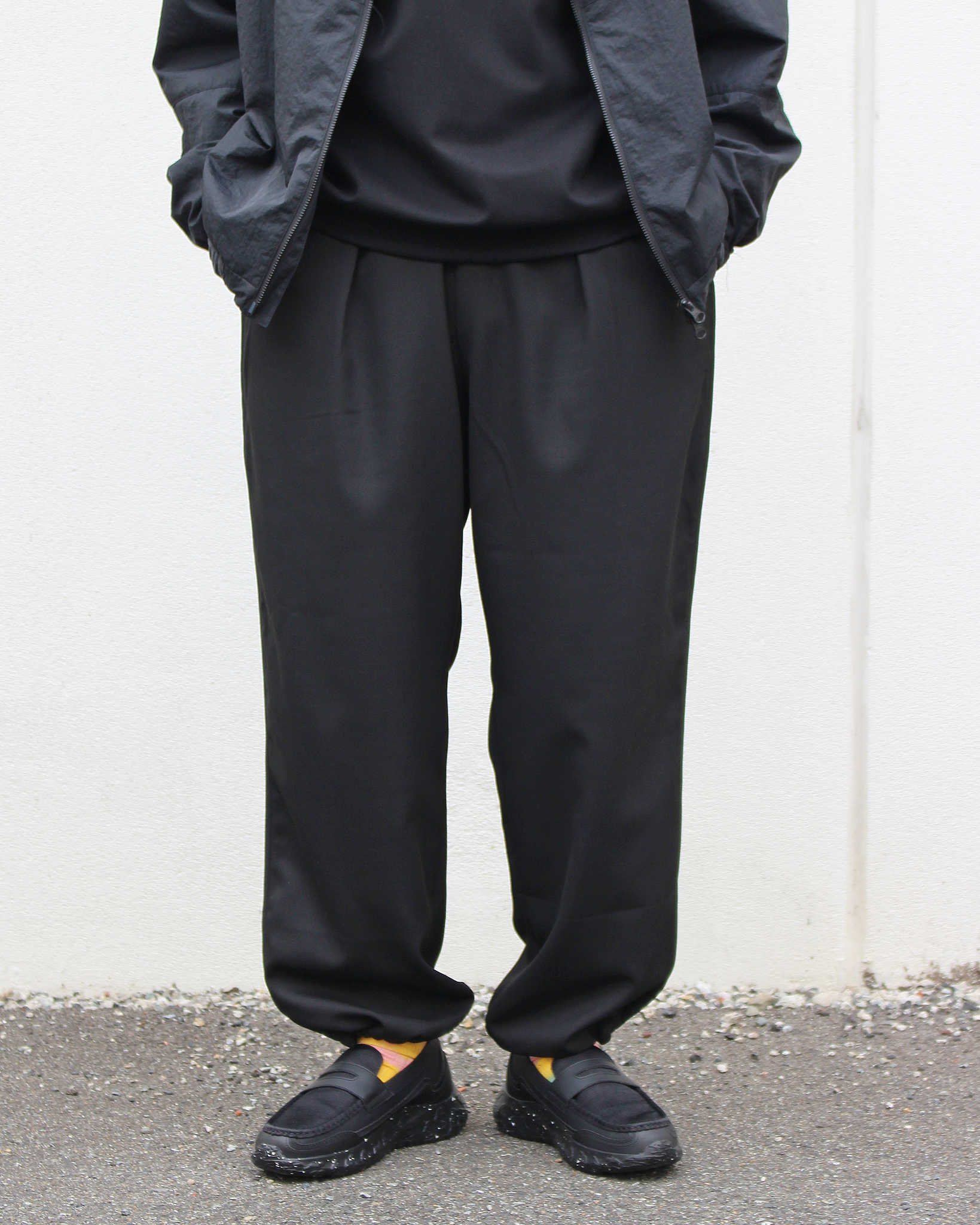 LAMOND ラモンド / HRMS LINE DRAWST WIDE PANTS ラインドロワーワイドパンツ (BLACK ブラック)