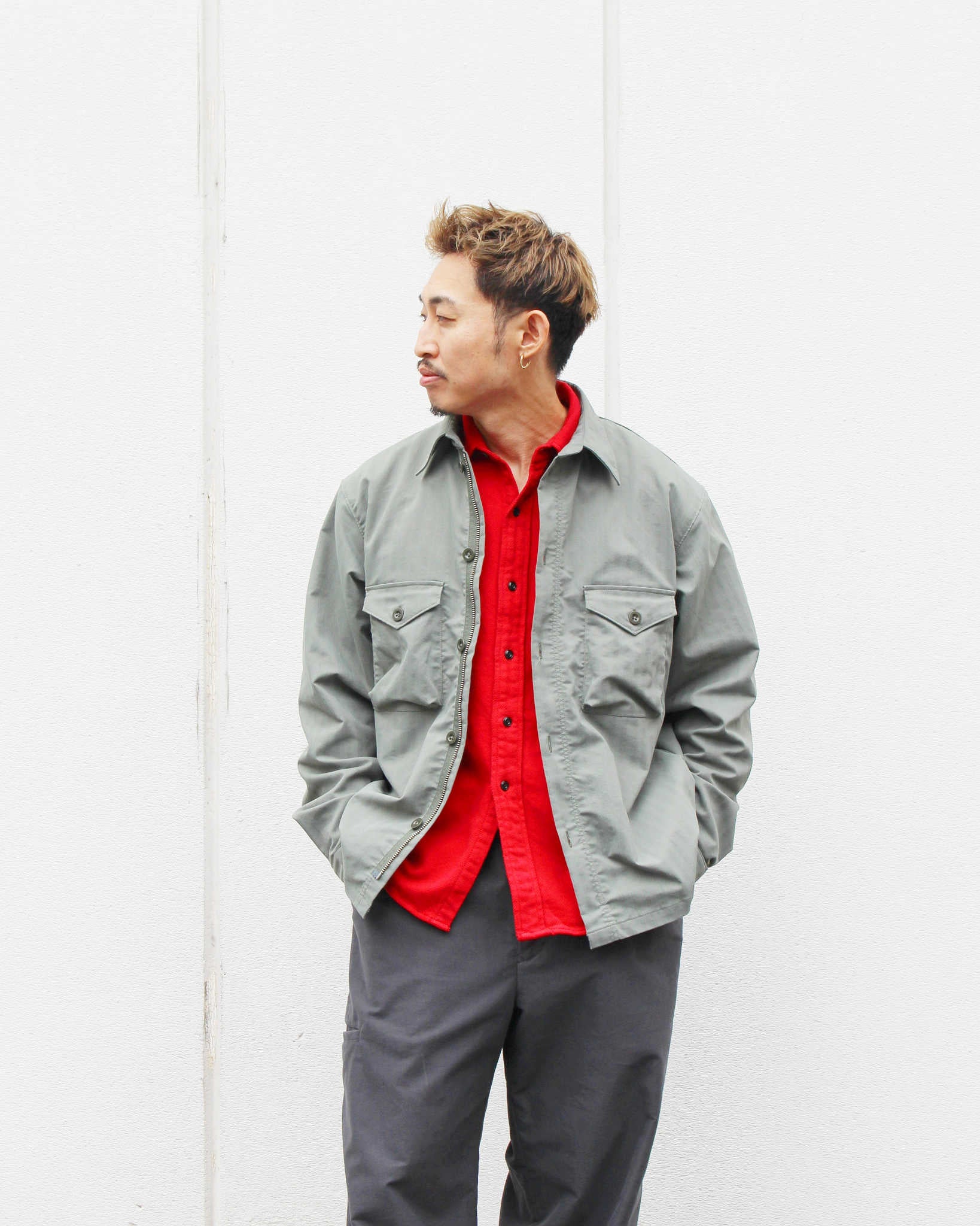 necessary or unnecessary ネセサリーオアアンネセサリー N.O.UN / WATCH SHIRT ウォッチシャツ (SAGE セージ)