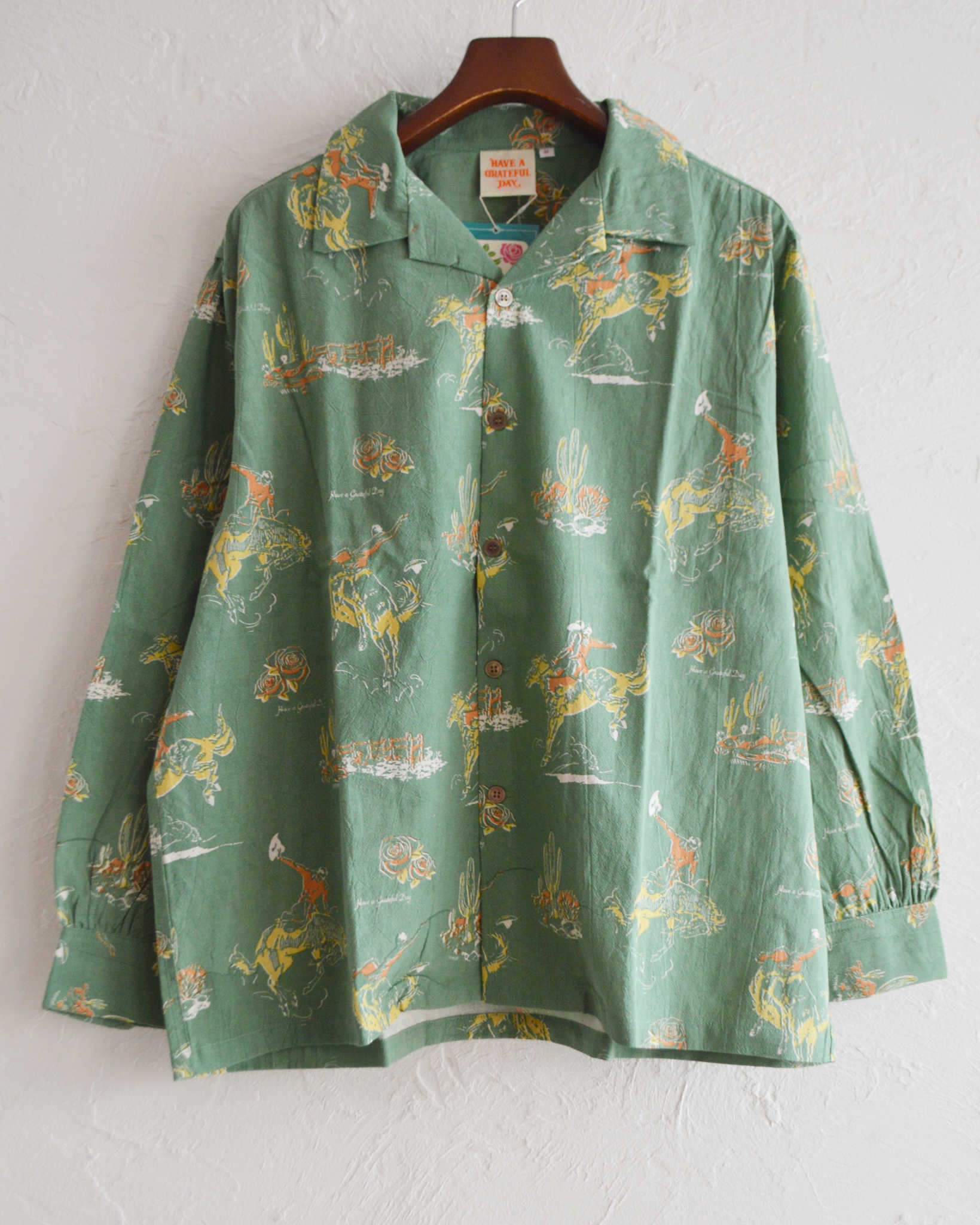 HAVE A GRATEFUL DAY ハブアグレイトフルデイ / L/S SHIRT ロングスリーブシャツ (GREEN グリーン)