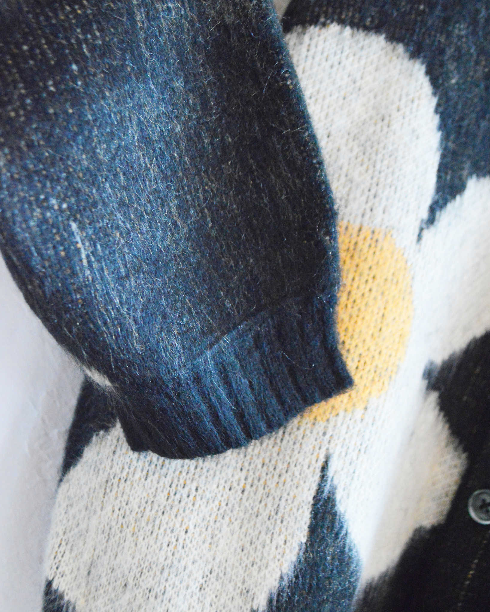 TOWN CRAFT タウンクラフト / SHAGGY VINTAGE PATTERN V CARDIGAN シャギーヴィンテージパターンカーディガン (FLOWER フラワー)