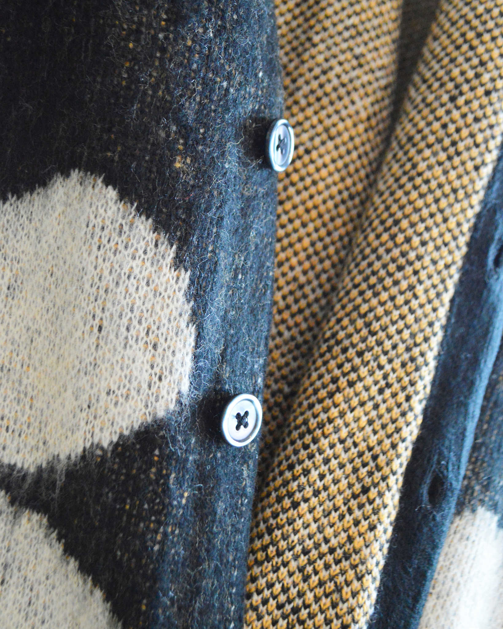 TOWN CRAFT タウンクラフト / SHAGGY VINTAGE PATTERN V CARDIGAN シャギーヴィンテージパターンカーディガン (FLOWER フラワー)