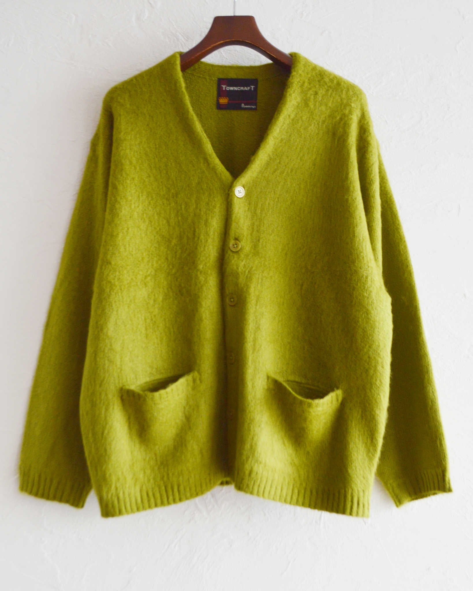 TOWN CRAFT タウンクラフト / SOLID SHAGGY V CARDIGAN ソリッドシャギーカーディガン (GREEN グリーン)