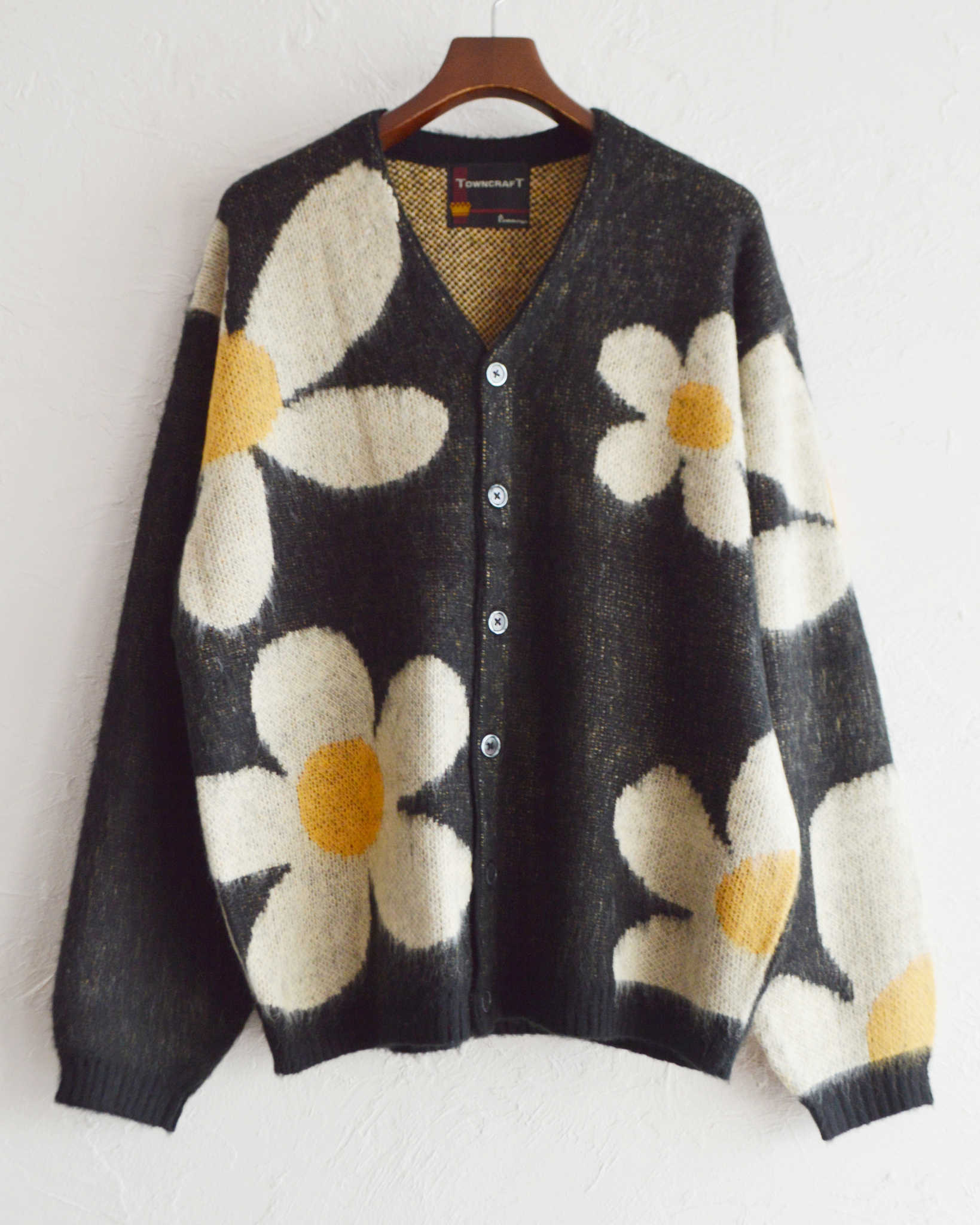 TOWN CRAFT タウンクラフト / SHAGGY VINTAGE PATTERN V CARDIGAN シャギーヴィンテージパターンカーディガン (FLOWER フラワー)