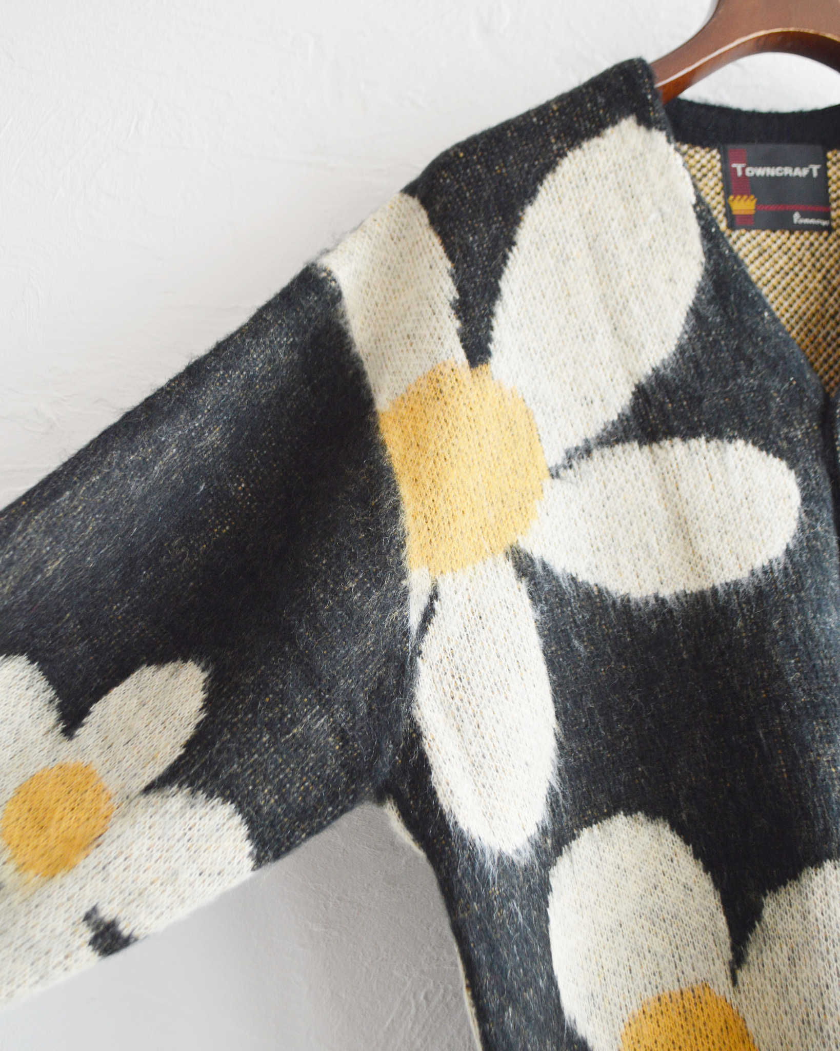 TOWN CRAFT タウンクラフト / SHAGGY VINTAGE PATTERN V CARDIGAN シャギーヴィンテージパターンカーディガン (FLOWER フラワー)