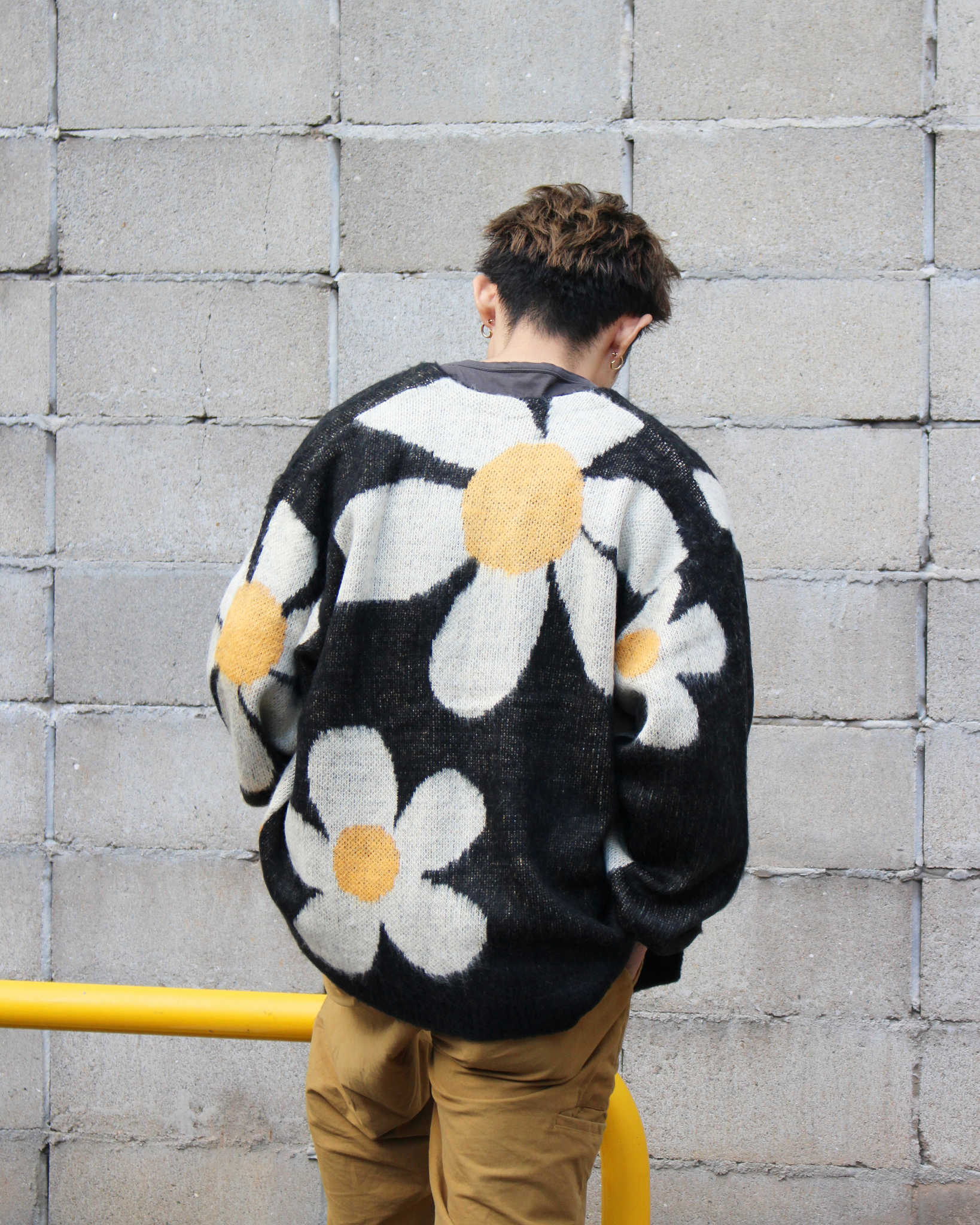 TOWN CRAFT タウンクラフト / SHAGGY VINTAGE PATTERN V CARDIGAN シャギーヴィンテージパターンカーディガン (FLOWER フラワー)