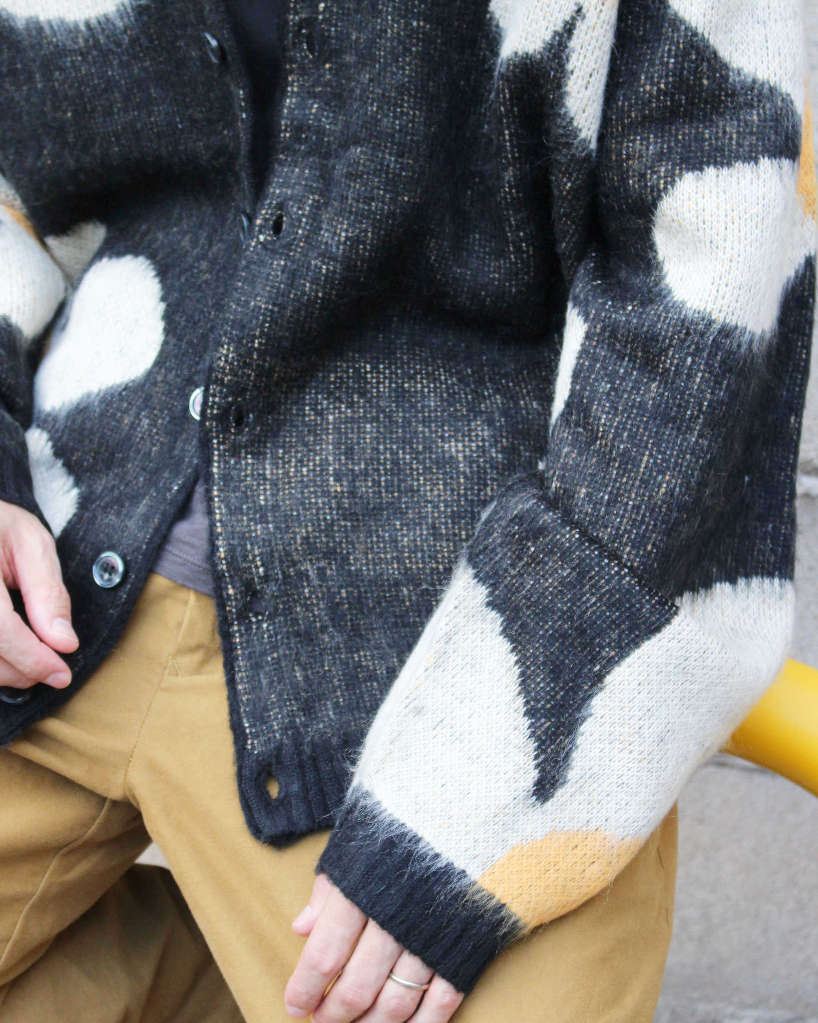 TOWN CRAFT タウンクラフト / SHAGGY VINTAGE PATTERN V CARDIGAN シャギーヴィンテージパターンカーディガン (FLOWER フラワー)