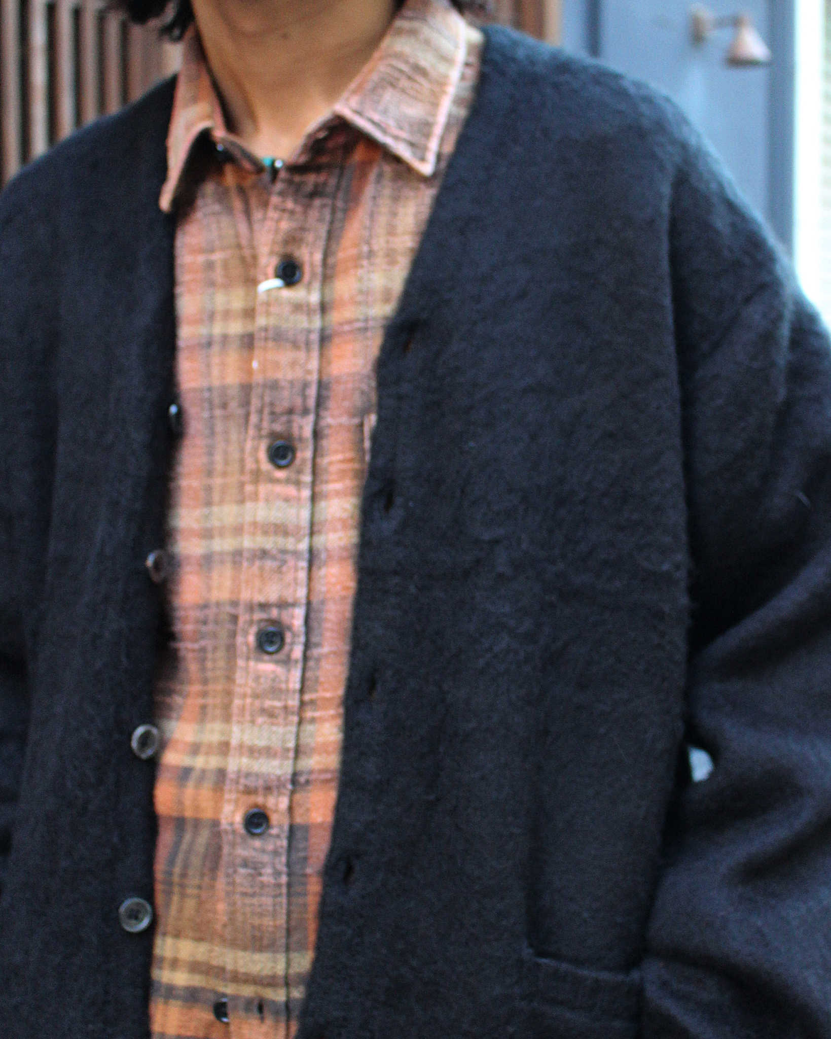 TOWN CRAFT タウンクラフト / WORN-OUT SOLID CARDIGAN  ウォーンアウトソリッドカーディガン (BLACK ブラック)