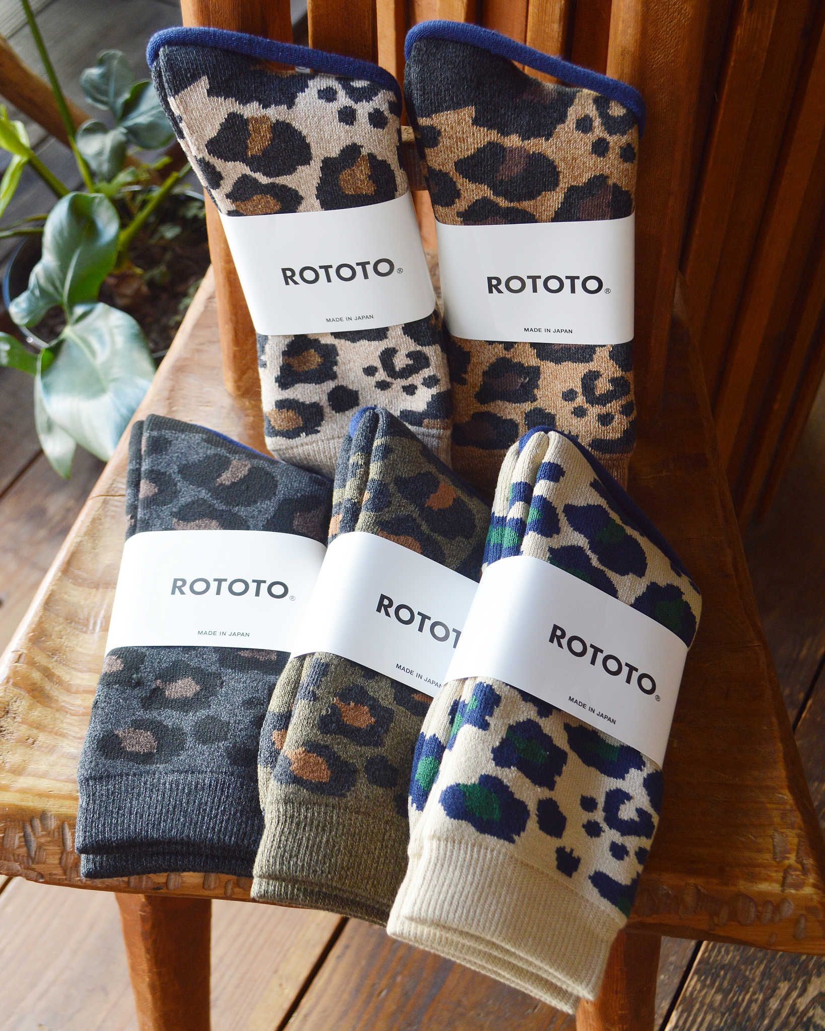 ROTOTO ロトト / PILE LEOPARD CREW SOCKS パイルレオパードクルーソックス